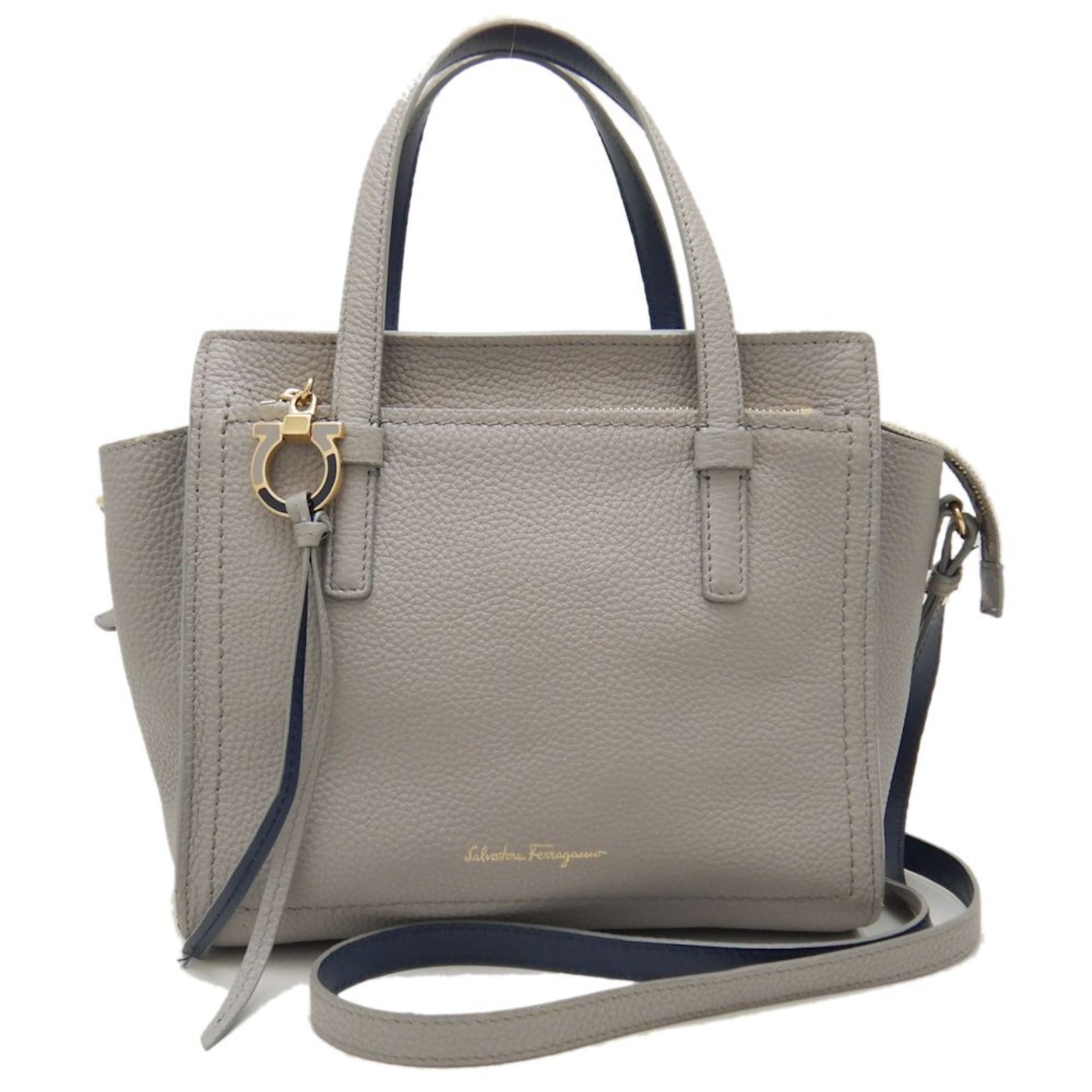 Salvatore Ferragamo Amy, Grey, Leather, handbag