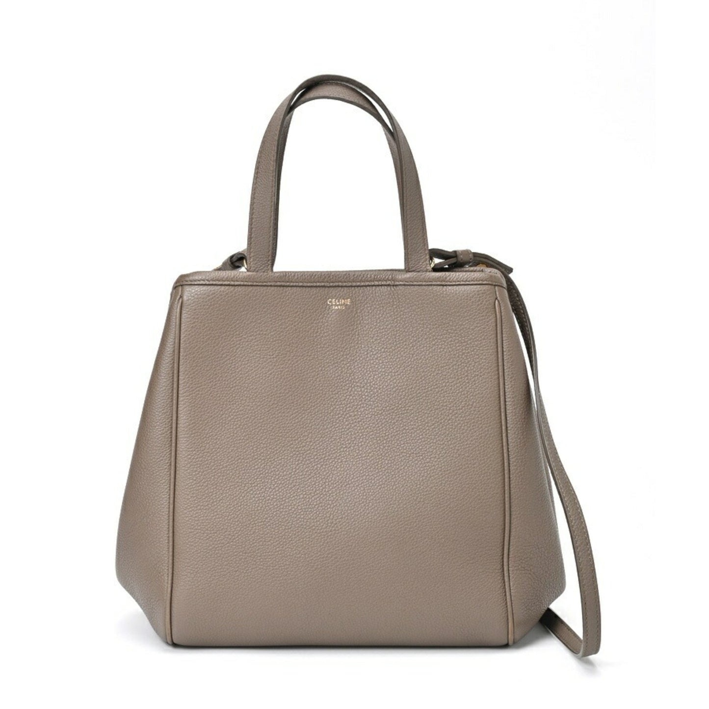 Céline Cabas, Grey, Leather, tote