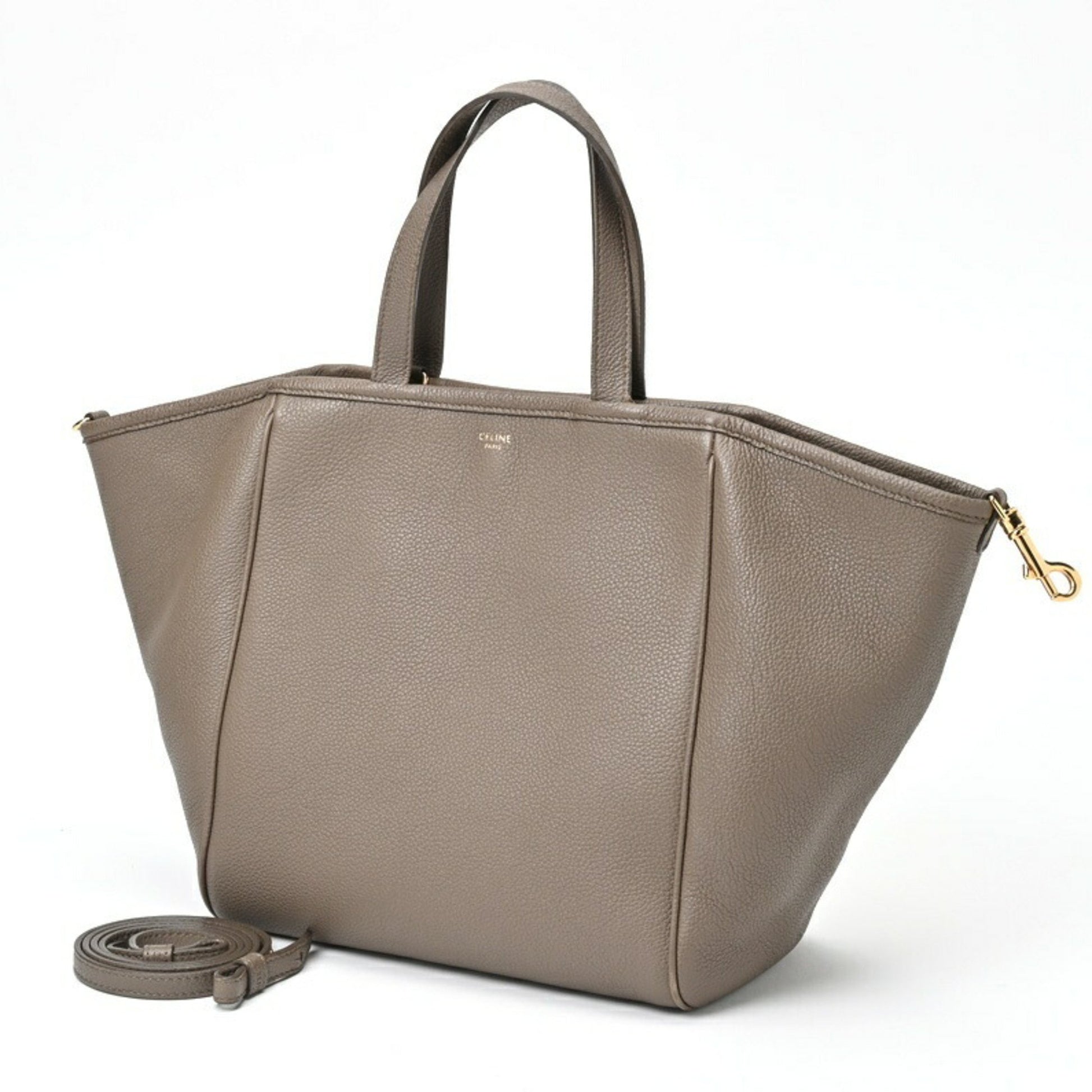 Céline Cabas, Grey, Leather, tote