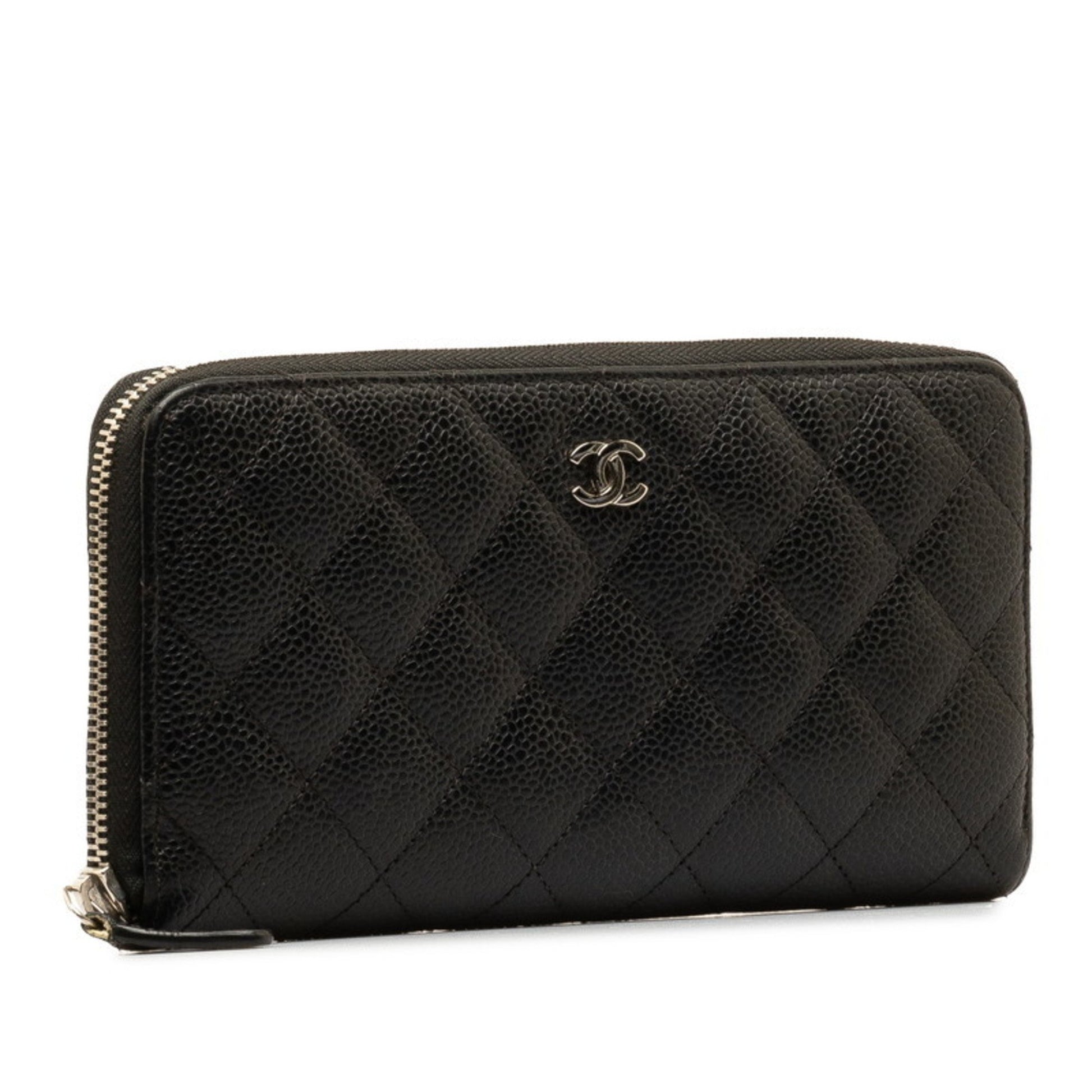 Chanel Matelassé, Black, Leather, wallet