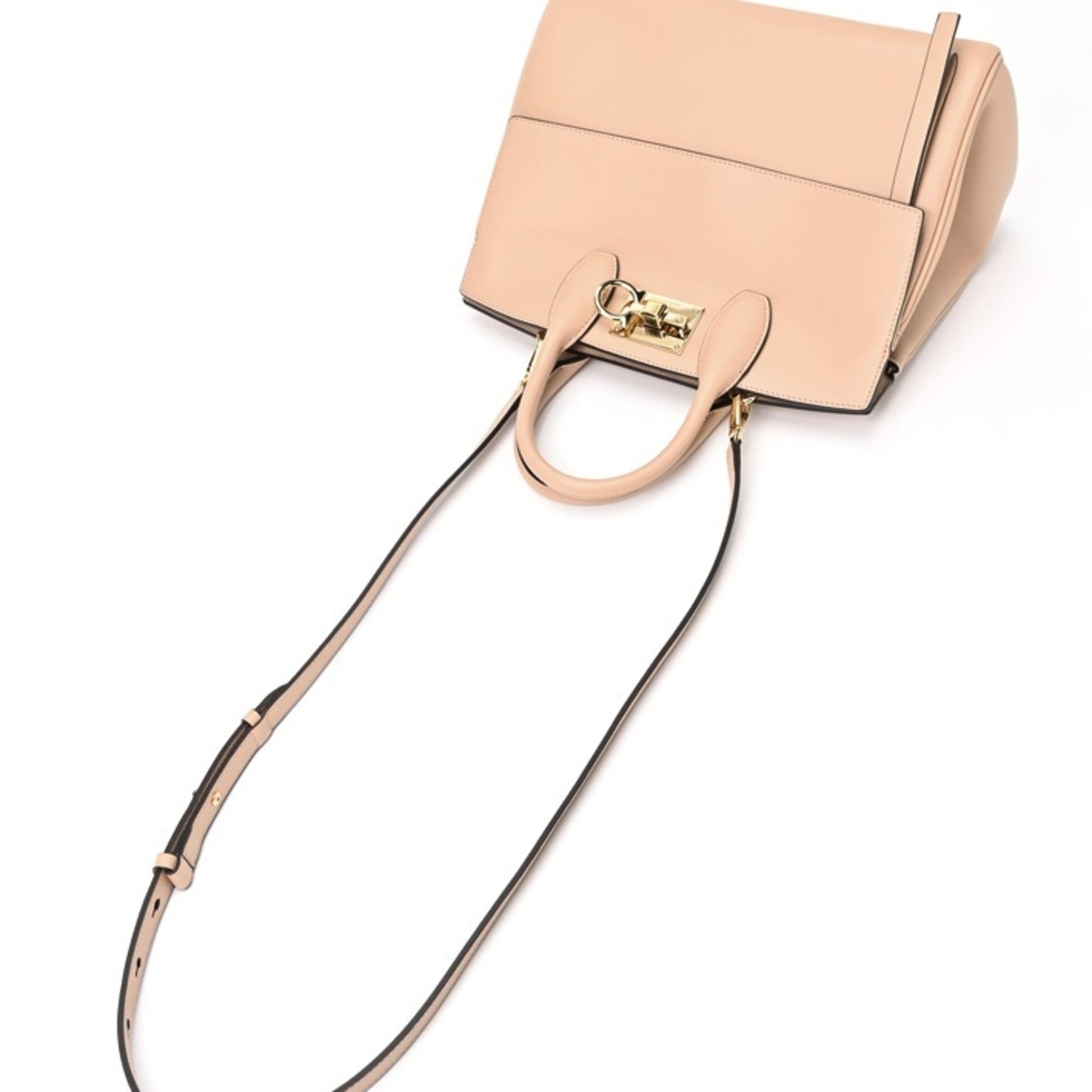 Salvatore Ferragamo Gancio, Beige, Leather, handbag