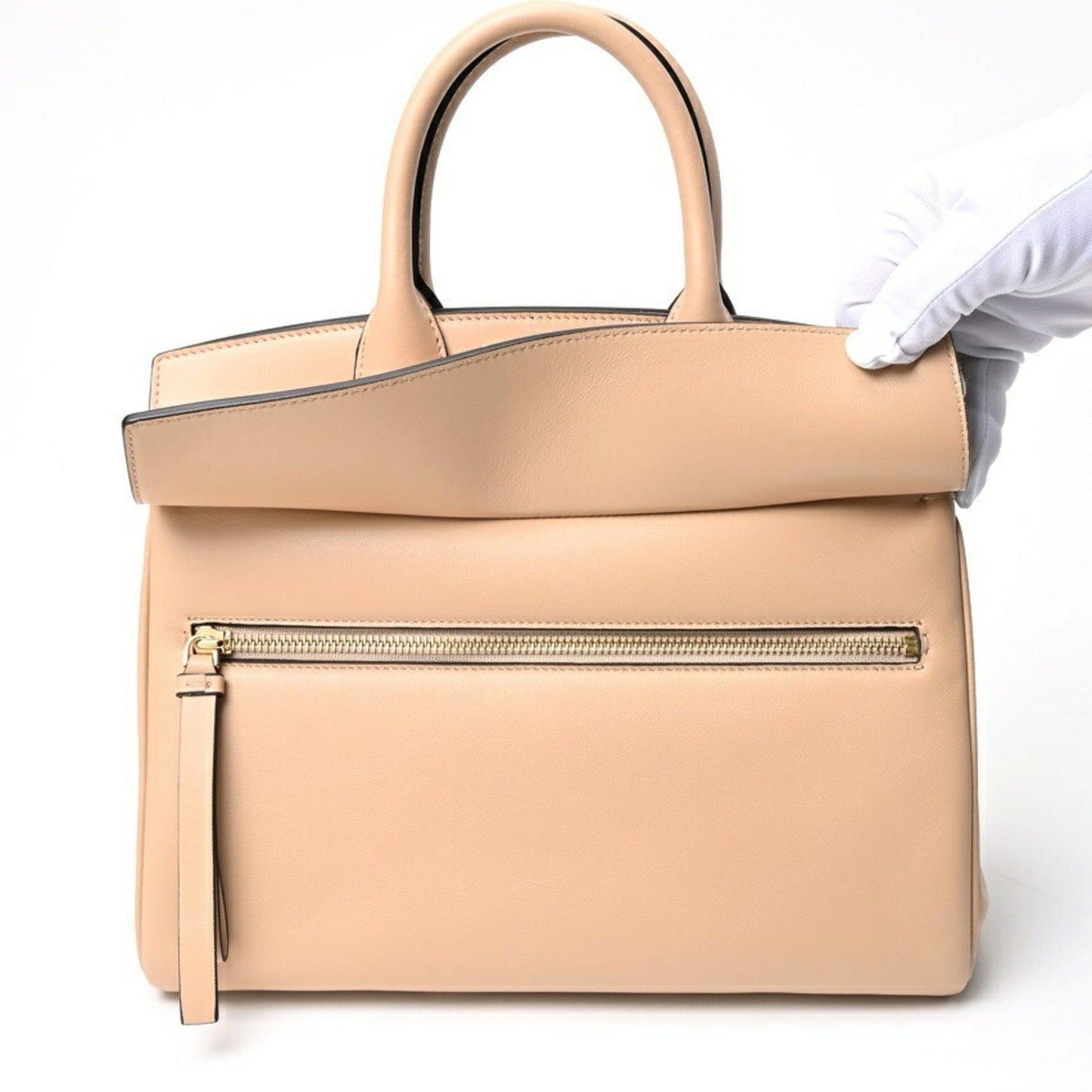 Salvatore Ferragamo Gancio, Beige, Leather, handbag