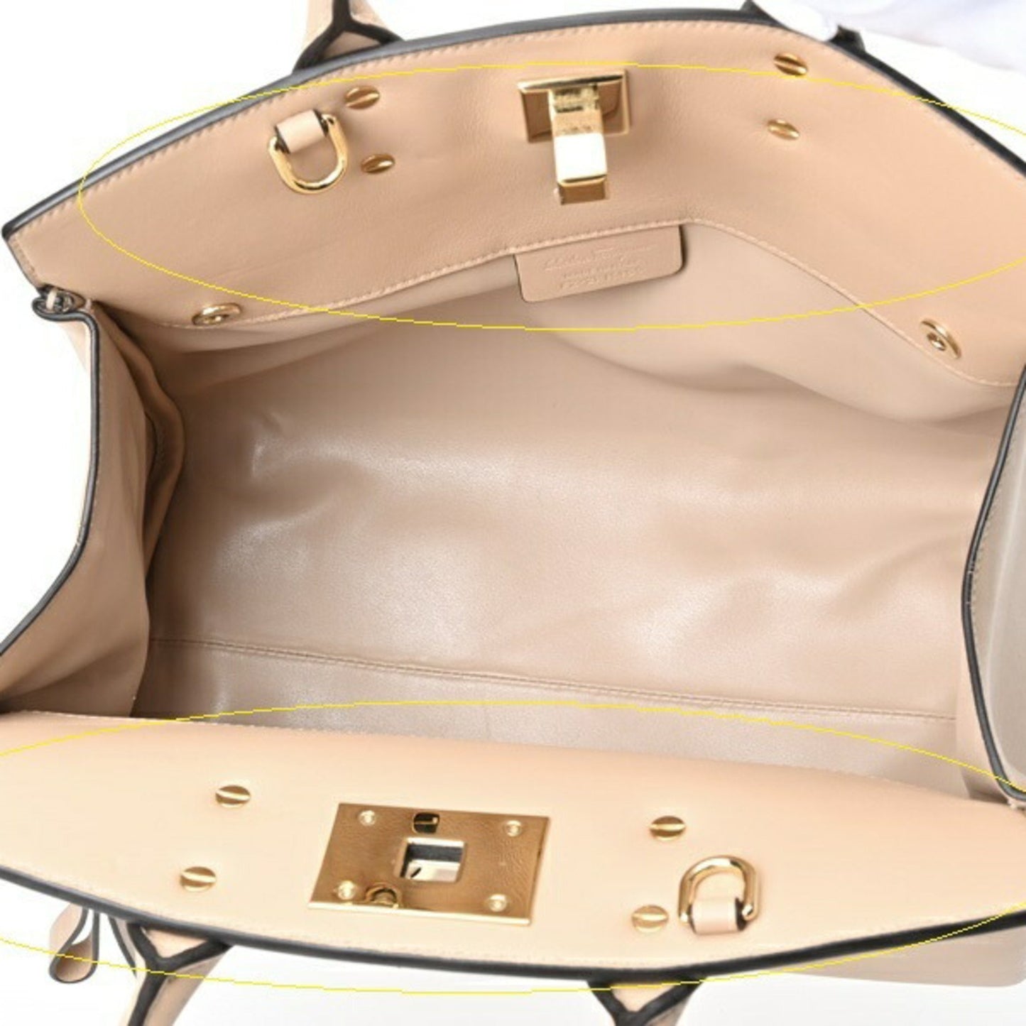 Salvatore Ferragamo Gancio, Beige, Leather, handbag