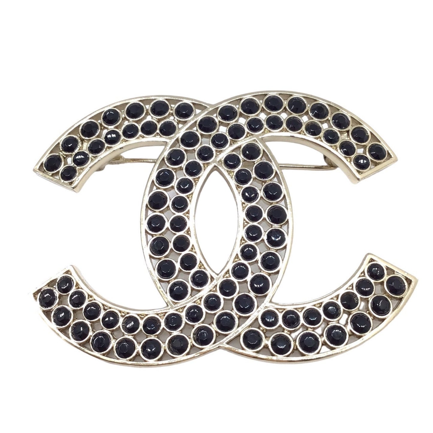 Chanel Coco Mark, Black, Gold Plated, brooch