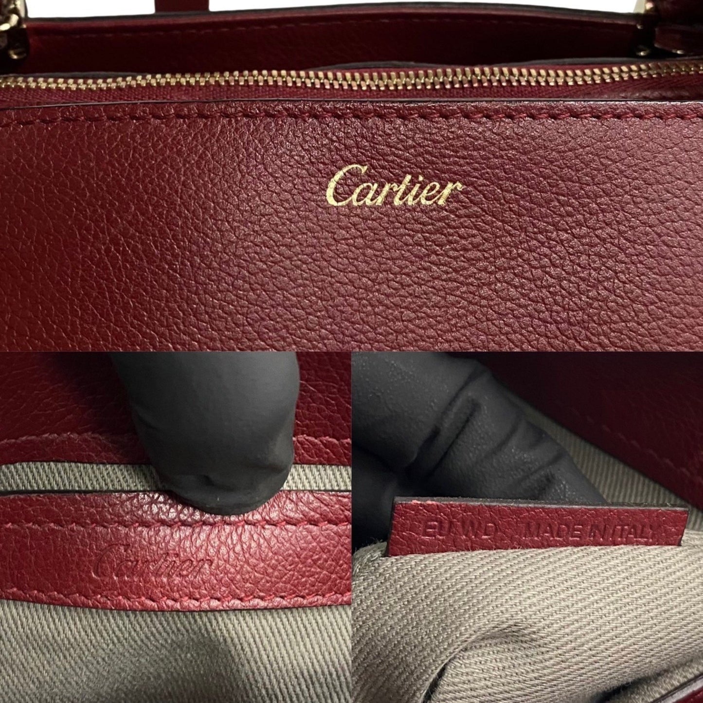 Cartier C de cartier, Burgundy, Leather, tote