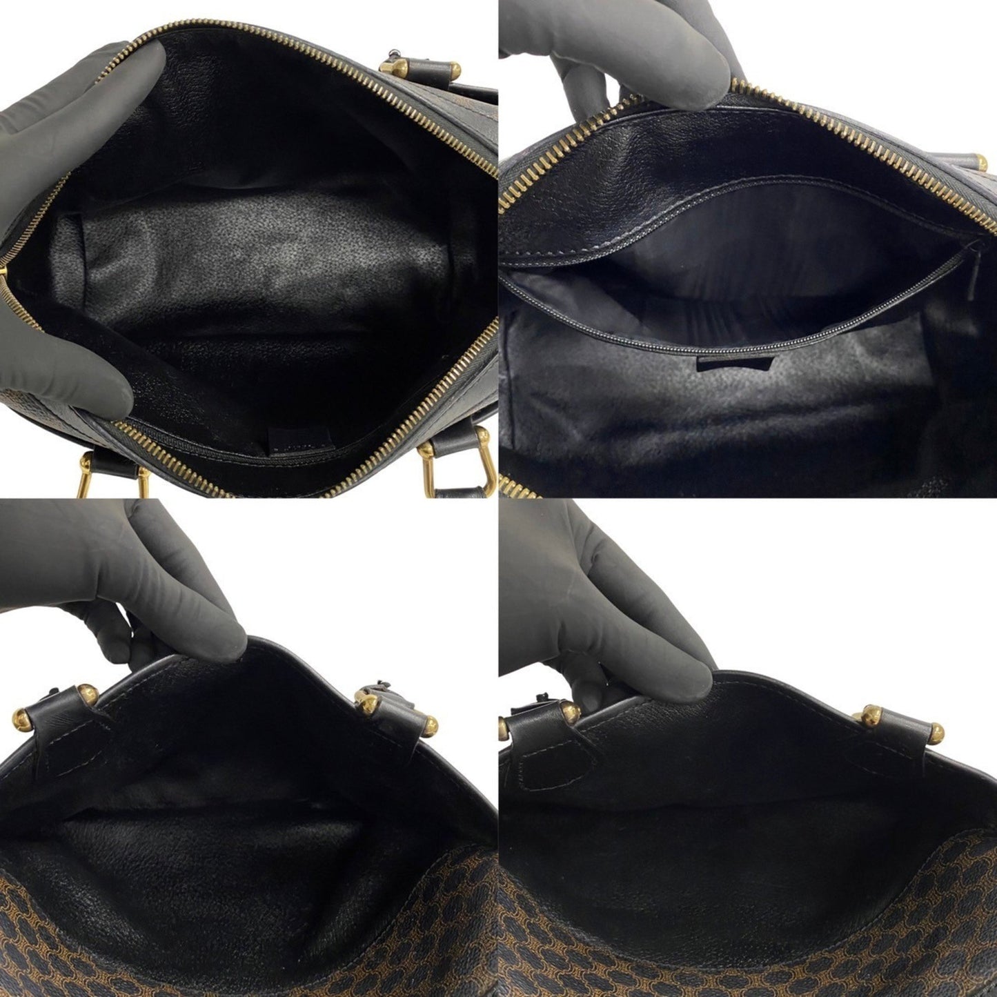 Céline Macadam, Black, Canvas, handbag