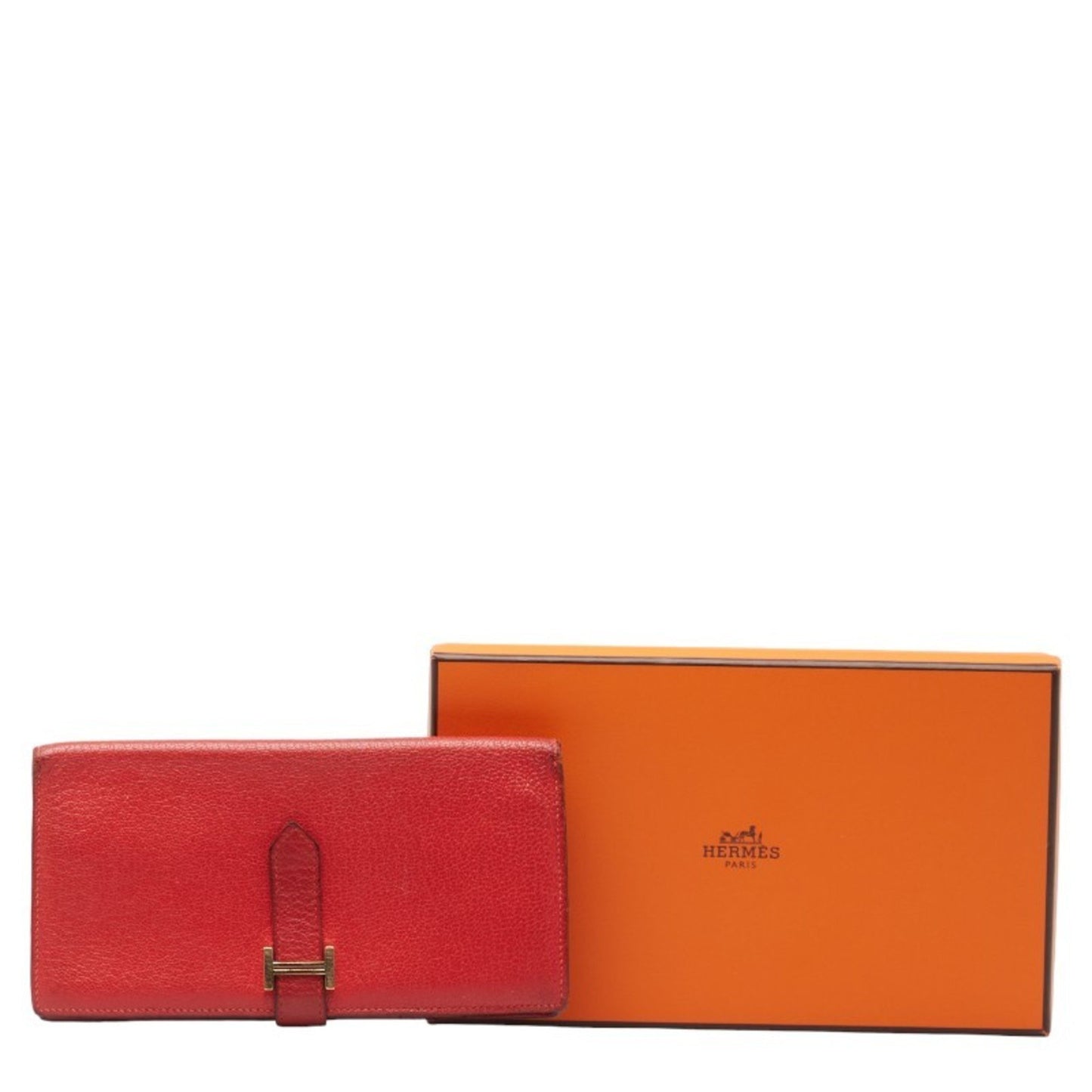 Hermès Béarn, Red, Leather, wallet