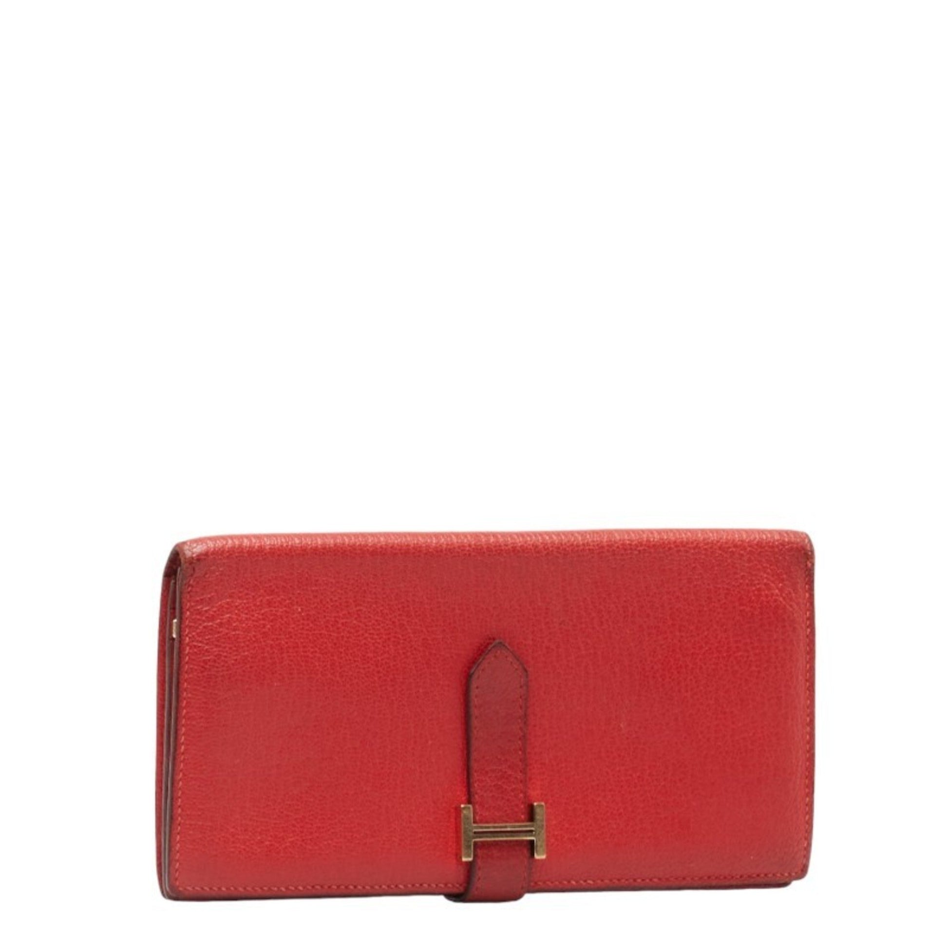 Hermès Béarn, Red, Leather, wallet