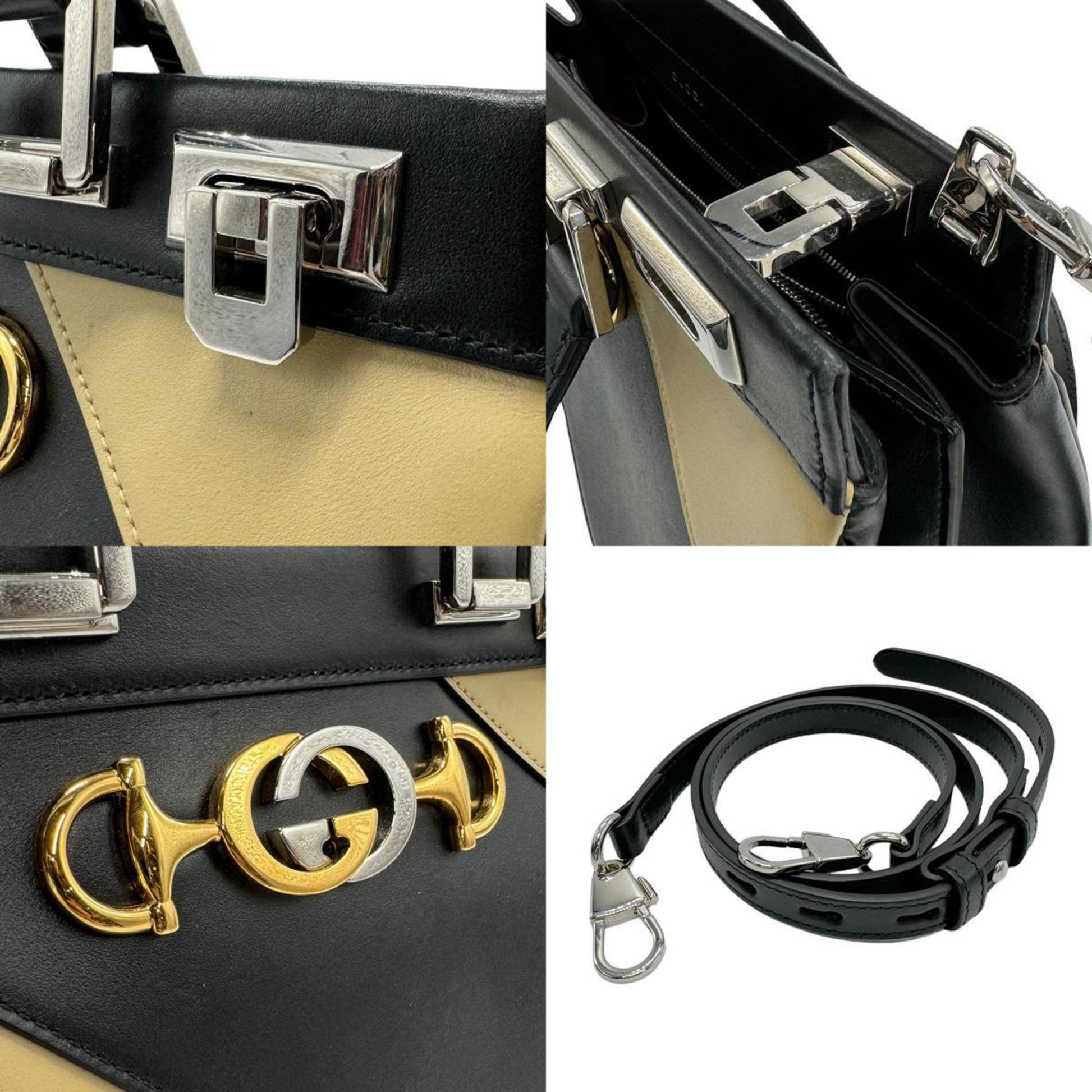 Gucci Zumi, Black, Leather, handbag