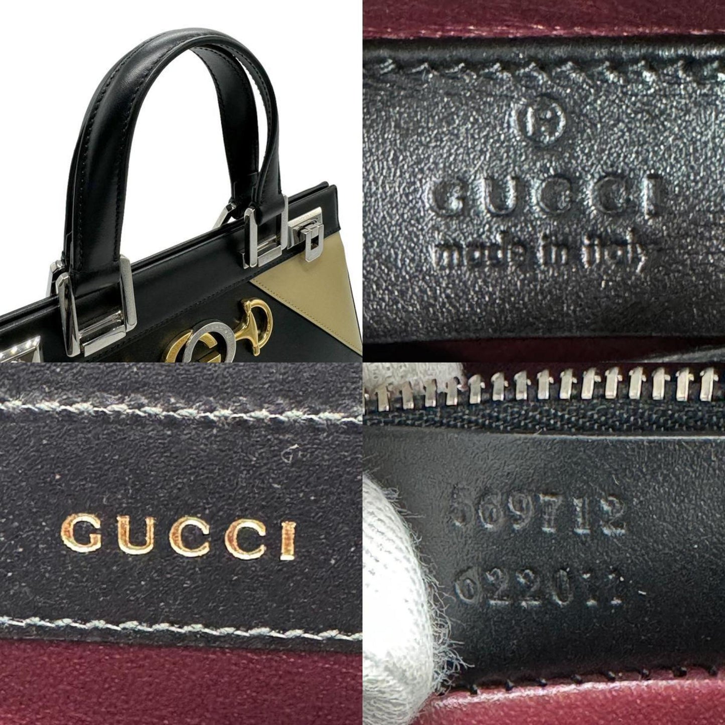 Gucci Zumi, Black, Leather, handbag