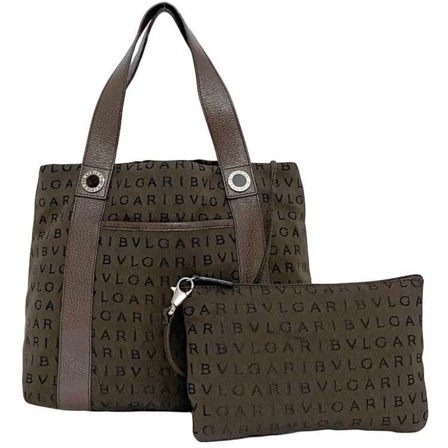 Bulgari Logo Mania, Brown, Canvas, tote