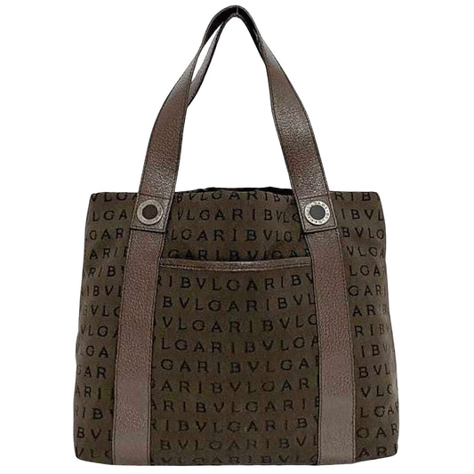 Bulgari Logo Mania, Brown, Canvas, tote