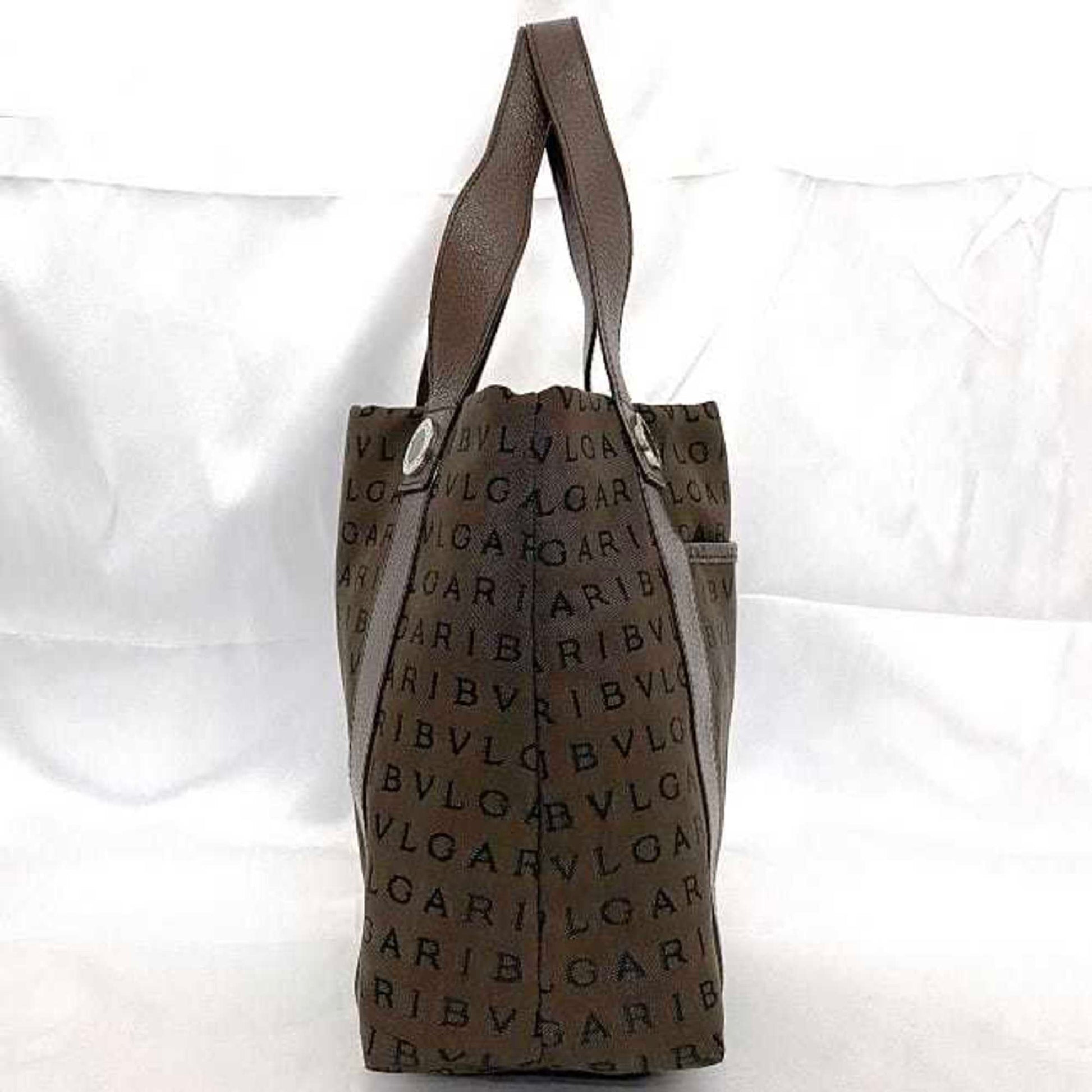 Bulgari Logo Mania, Brown, Canvas, tote