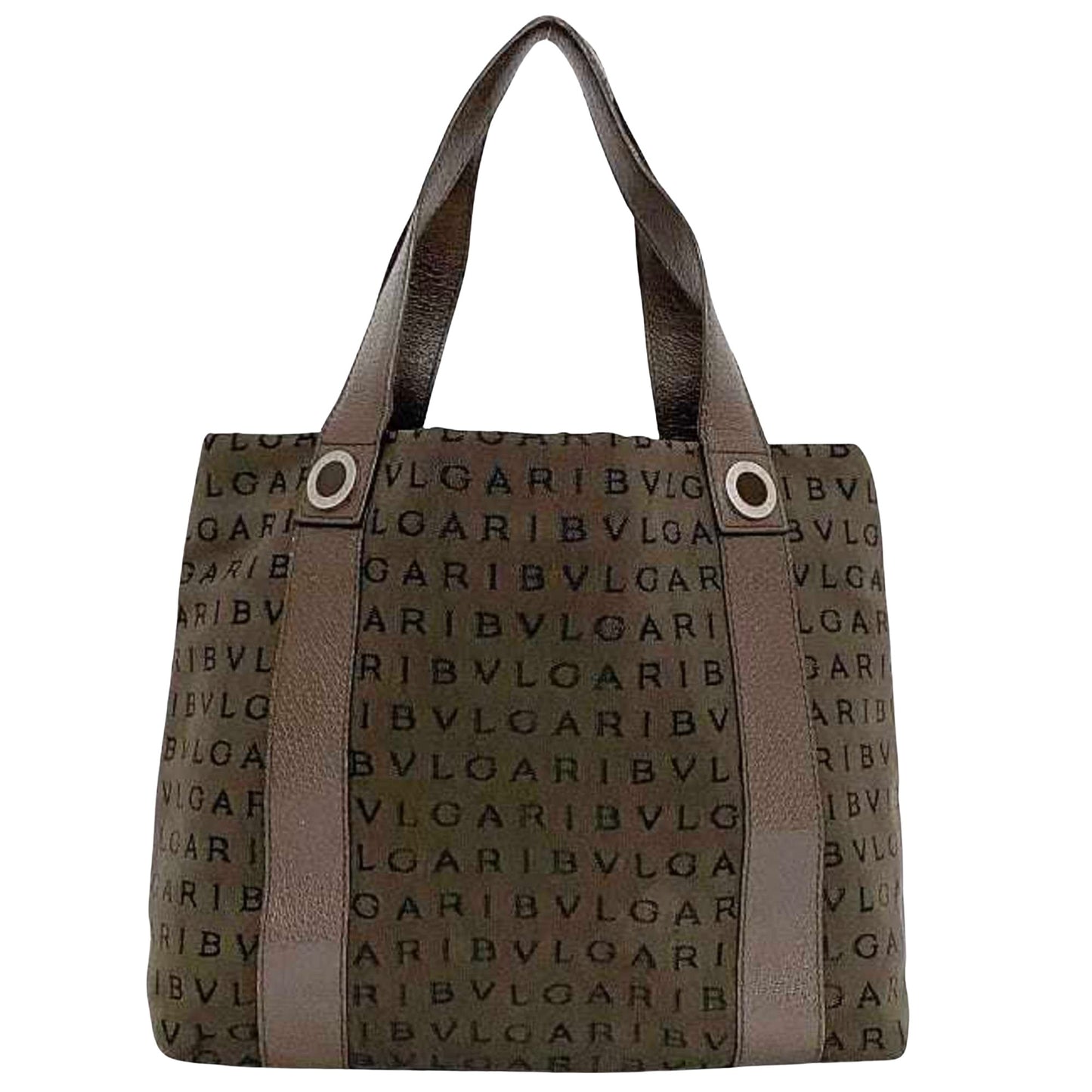 Bulgari Logo Mania, Brown, Canvas, tote