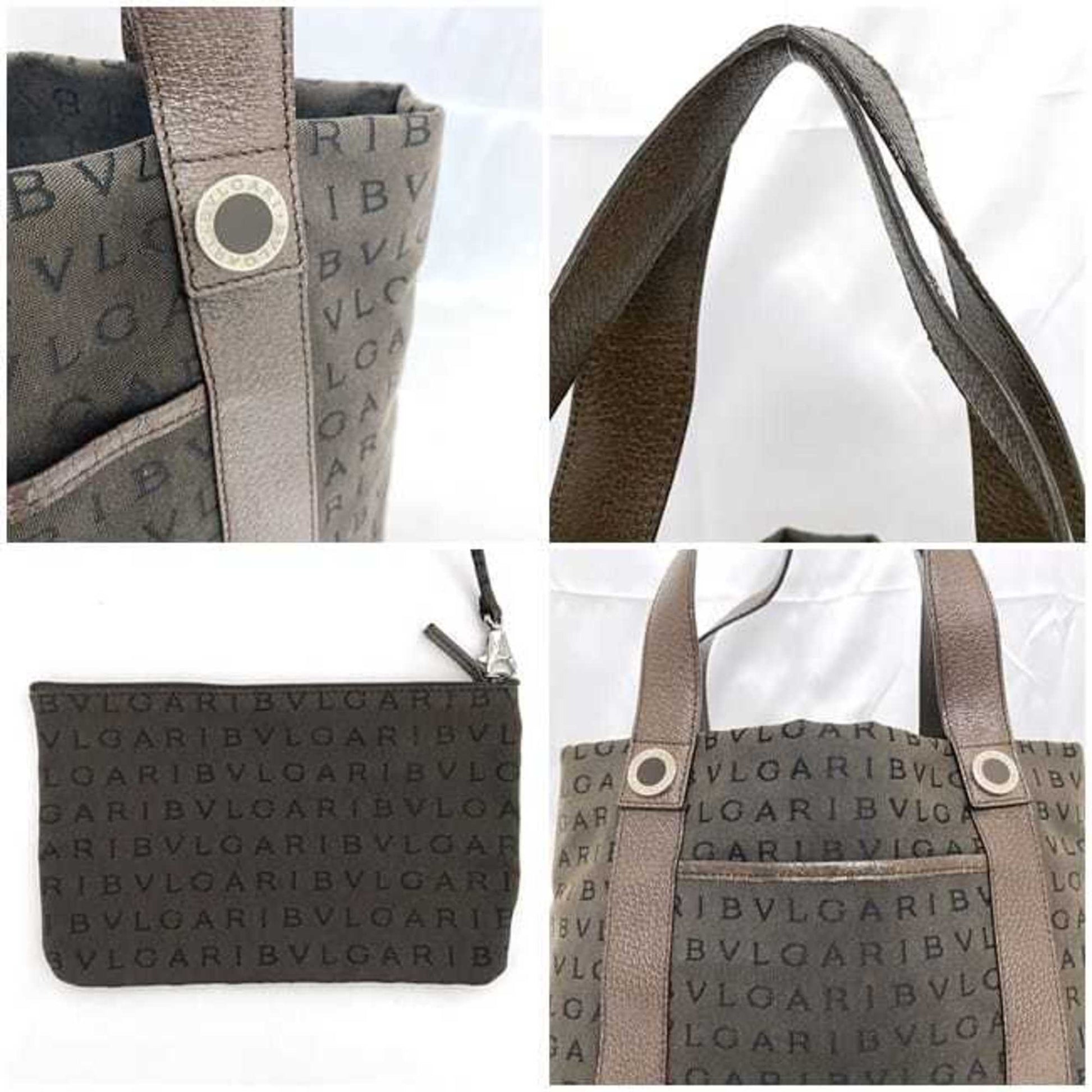 Bulgari Logo Mania, Brown, Canvas, tote