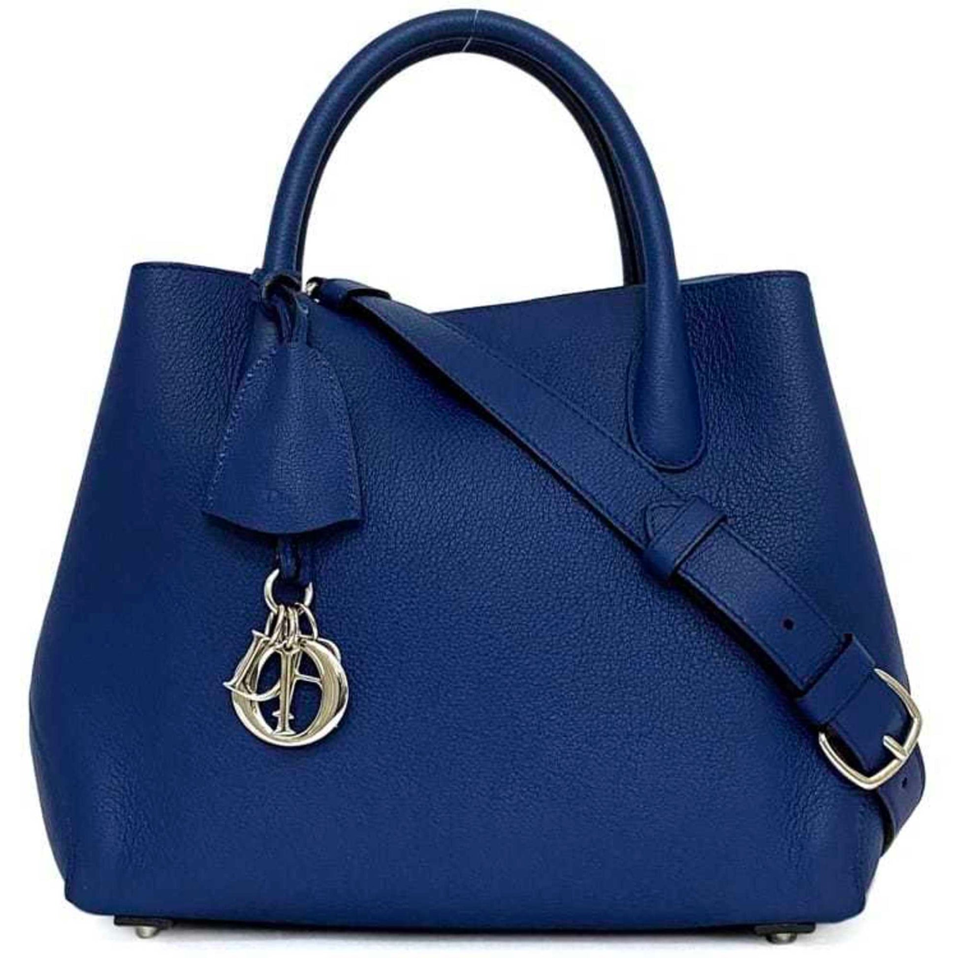 Dior Open bar, Blue, Leather, tote