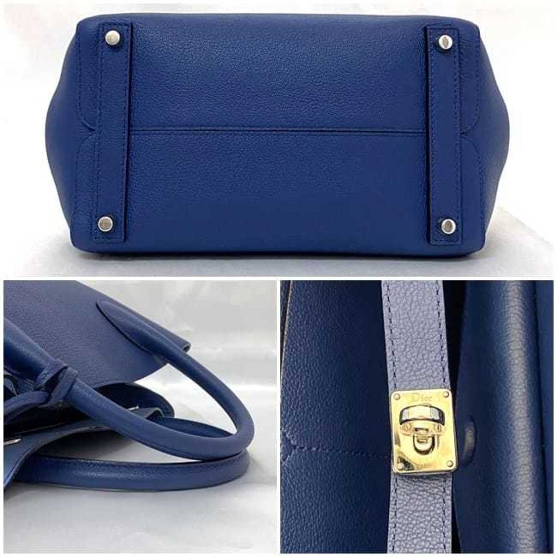 Dior Open bar, Blue, Leather, tote