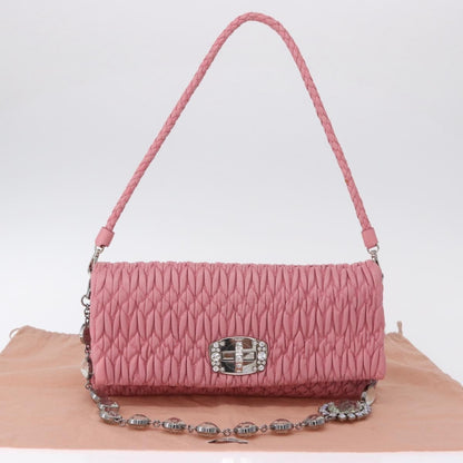 Miu Miu Crystal Clutch Matelasse Leather, Pink, Leather, Handbag