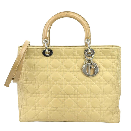 Dior Lady Dior, Beige, Canvas, shoulder