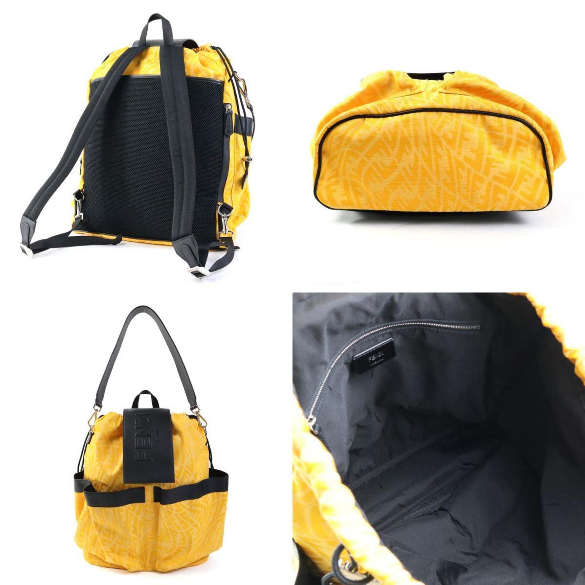 Fendi Sac à Dos, Yellow, Canvas, backpack