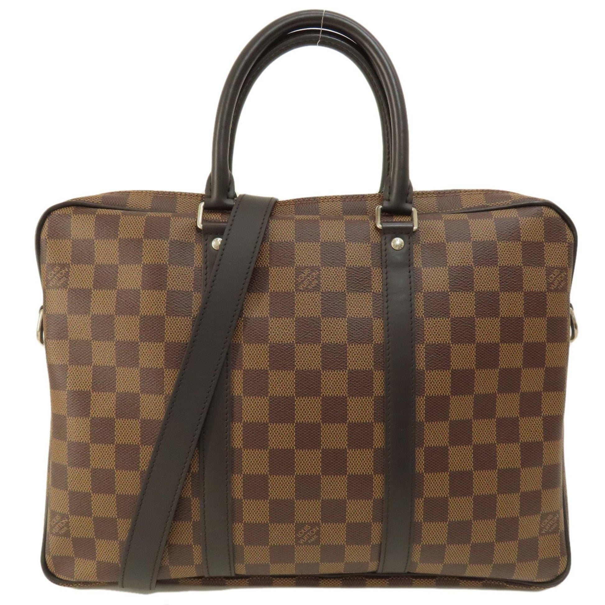 Louis Vuitton Porte Documents Voyage, Brown, Canvas, briefcase