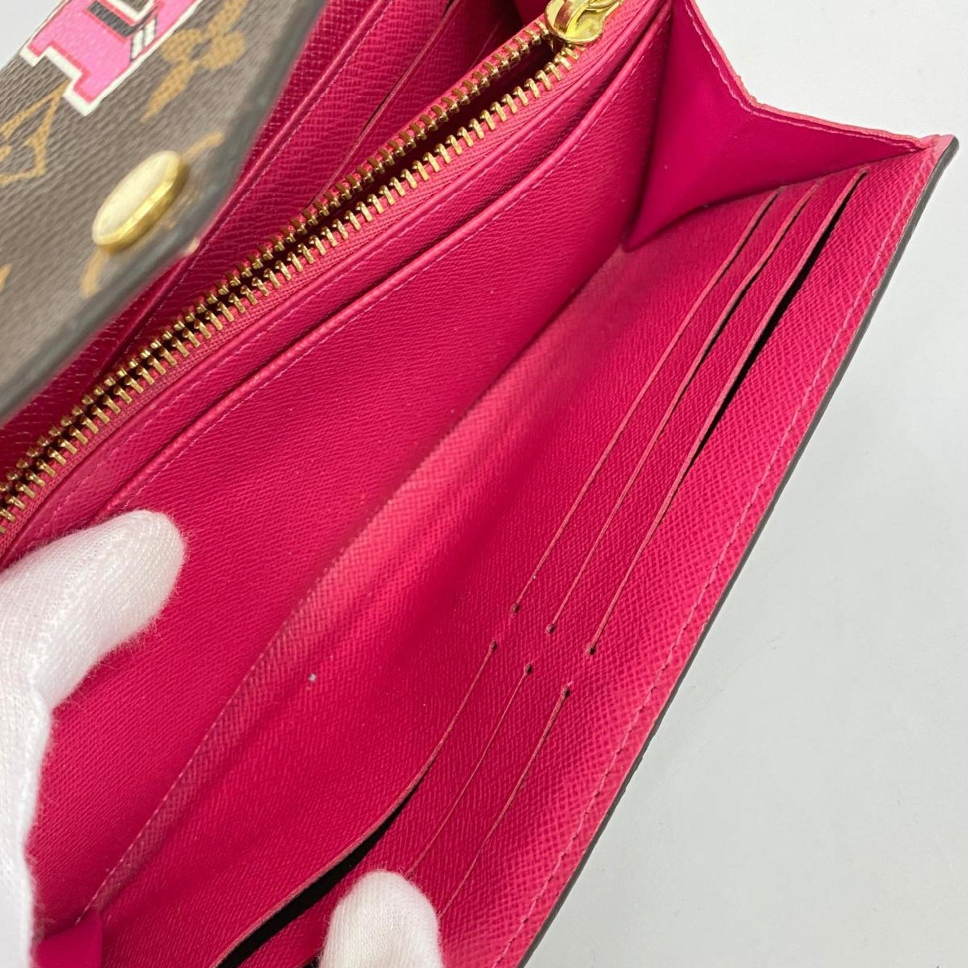 Louis Vuitton Portefeuille Sarah, Brown, Canvas, wallet