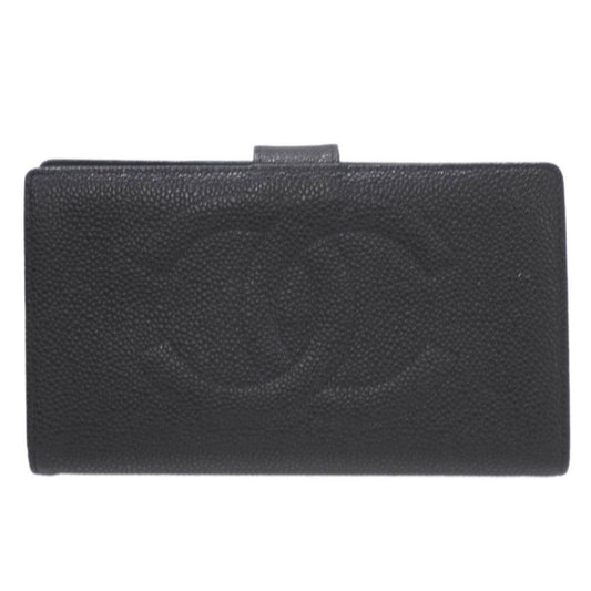 Chanel Coco Mark, Black, Leather, wallet