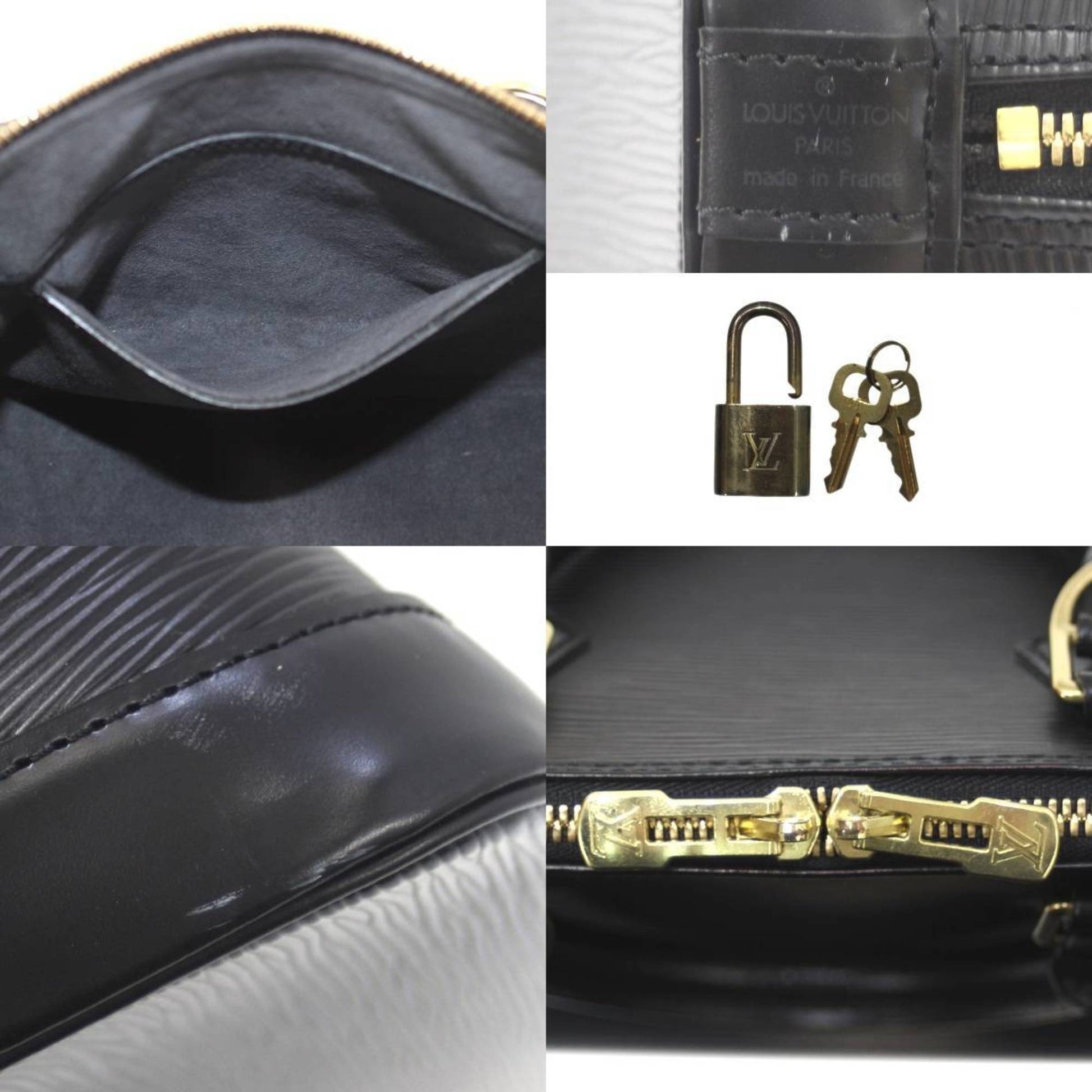 Louis Vuitton Alma, Black, Leather, handbag
