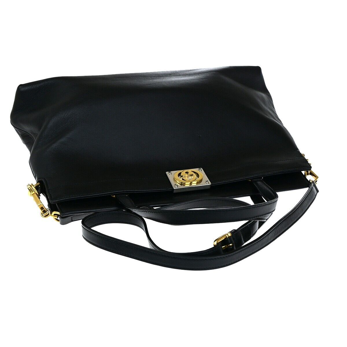 Gucci Interlocking G, Black, Leather, handbag