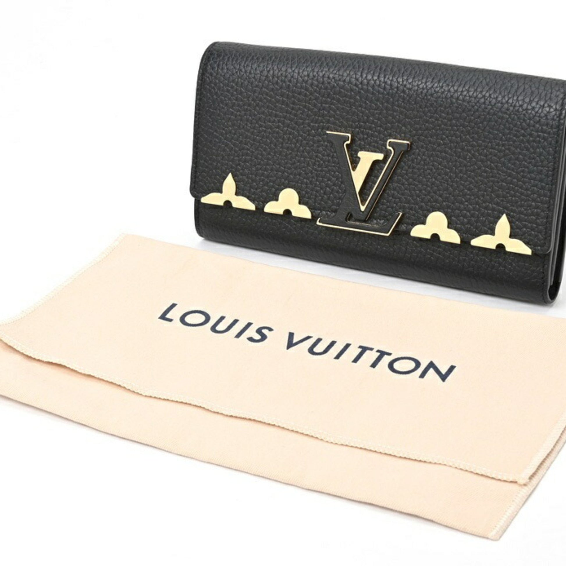 Louis Vuitton Portefeuille capucines, Black, Leather, wallet