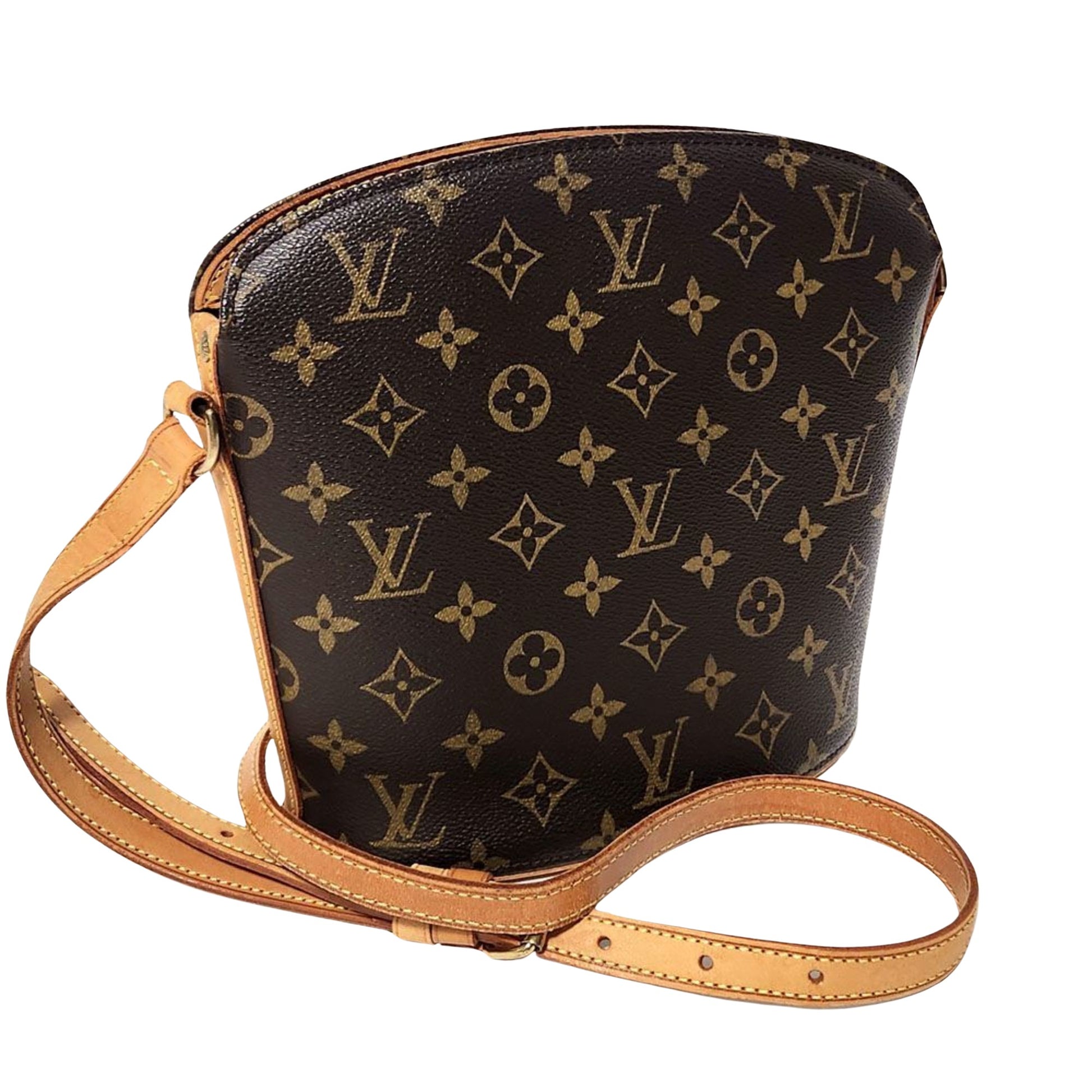 Louis Vuitton Drouot, Brown, Canvas, shoulder