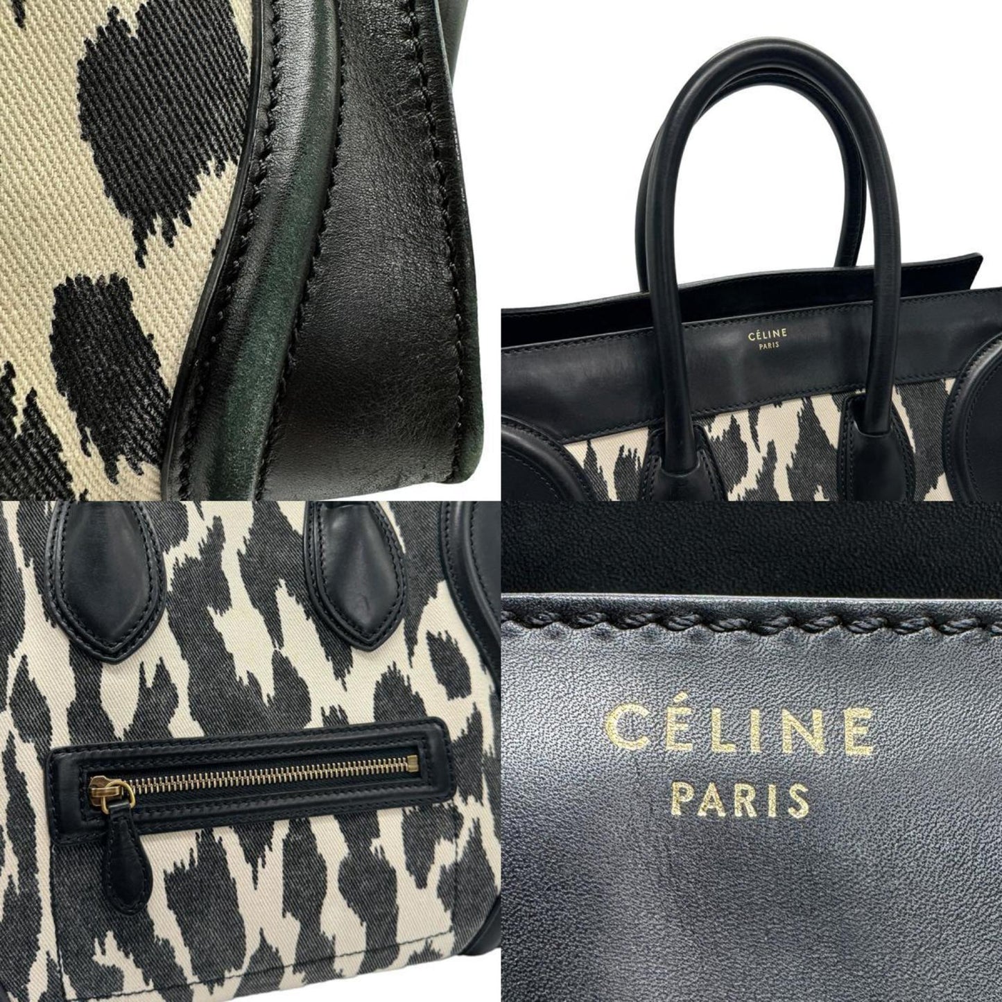 Céline Luggage, Black, Leather, handbag