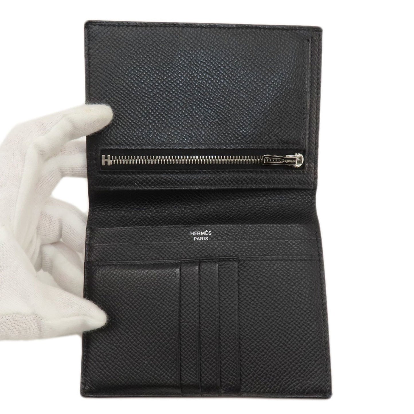 Hermès Béarn, Black, Leather, wallet