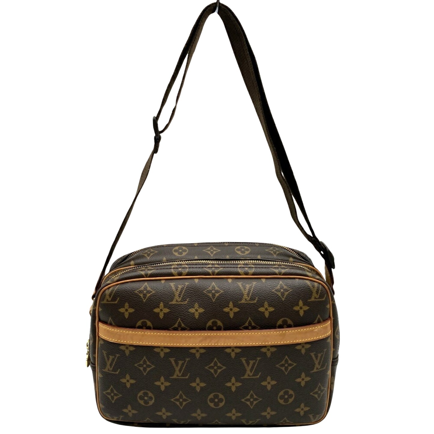 Louis Vuitton Reporter pm, Brown, Canvas, shoulder