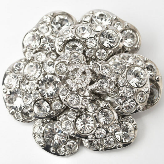 Chanel Camellia, Silver, Metal, brooch