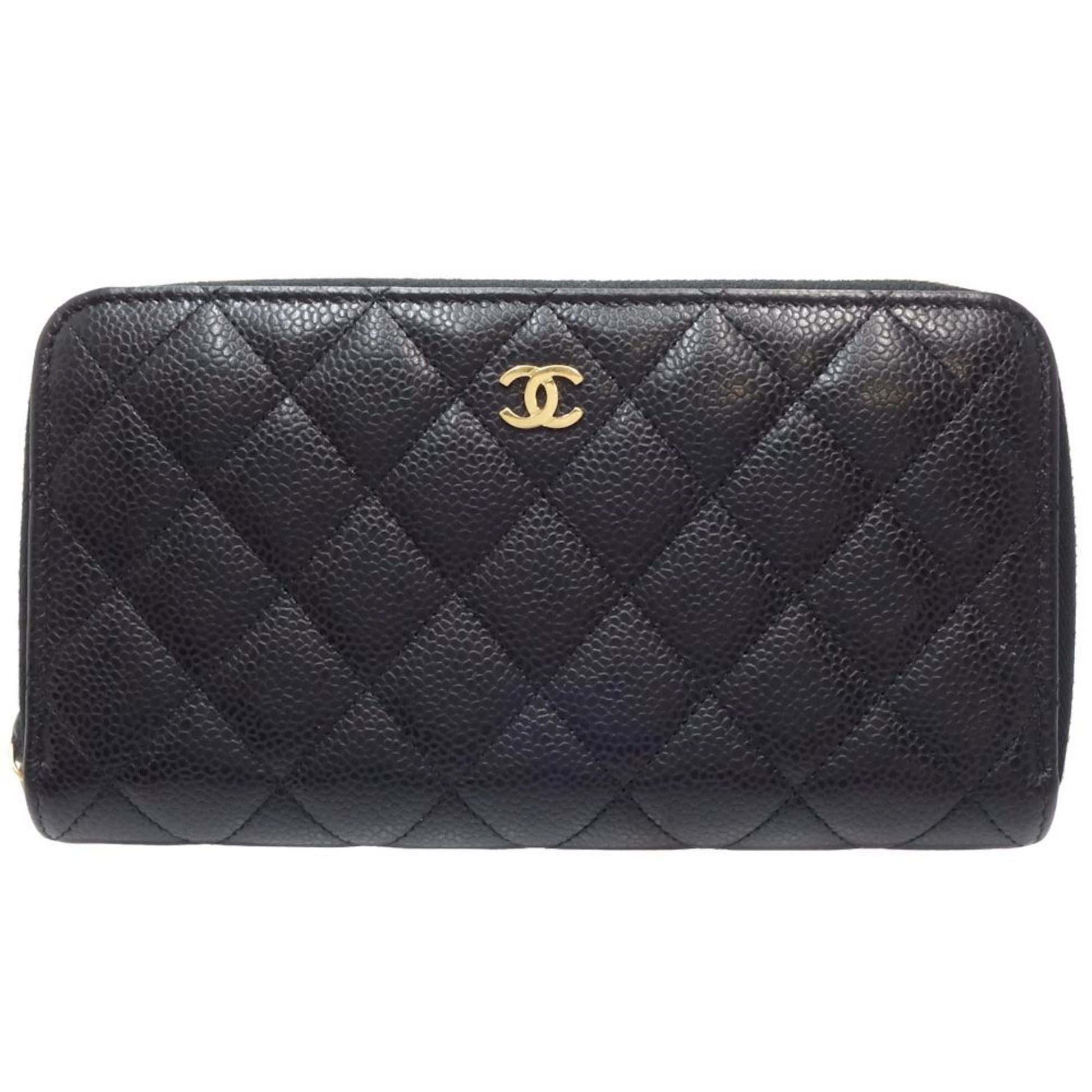 Chanel Matelassé, Black, Leather, wallet