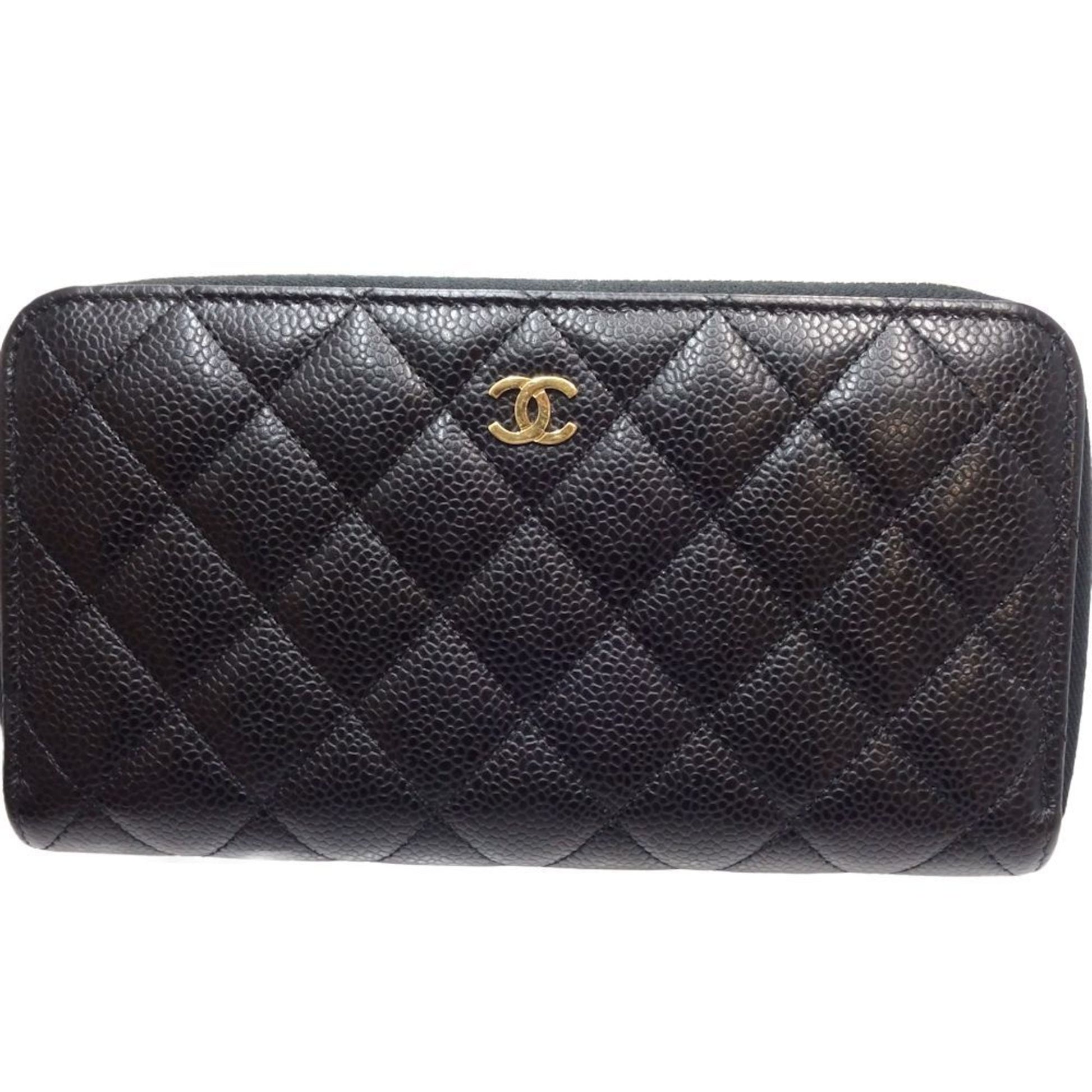 Chanel Matelassé, Black, Leather, wallet
