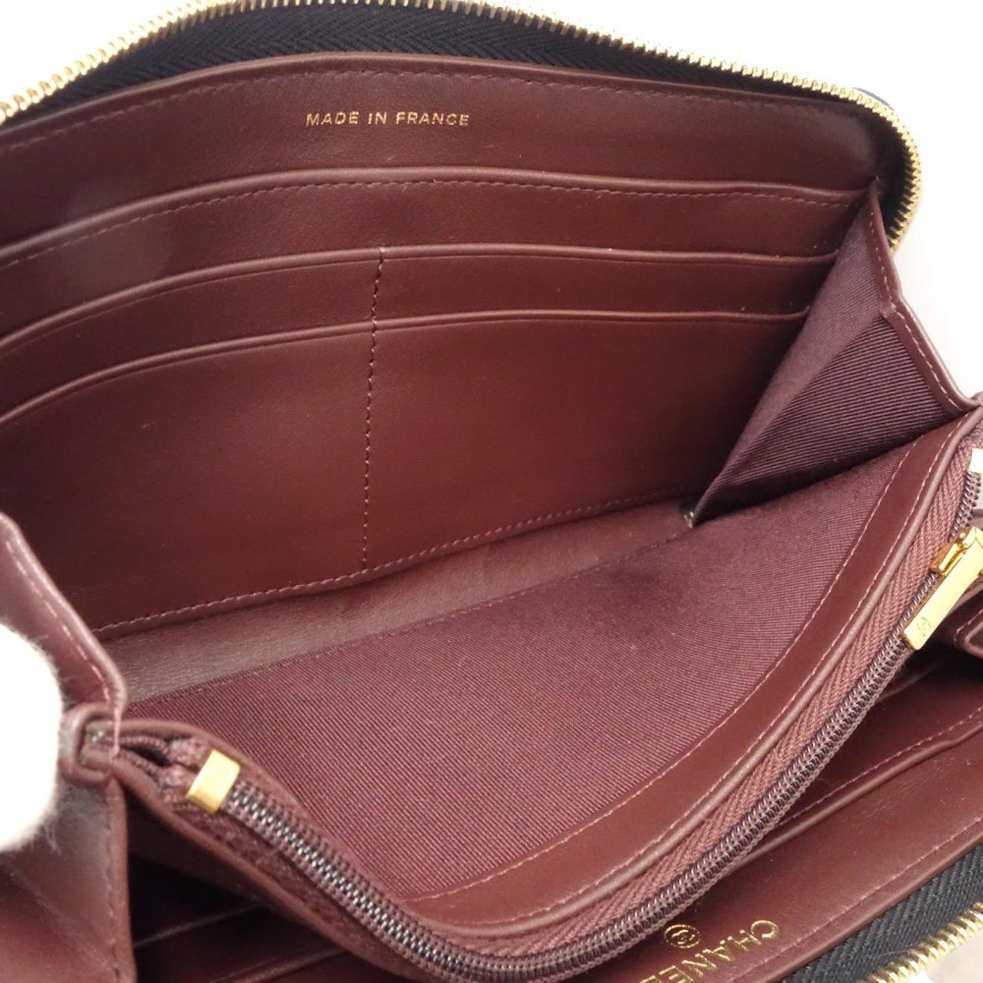 Chanel Matelassé, Black, Leather, wallet