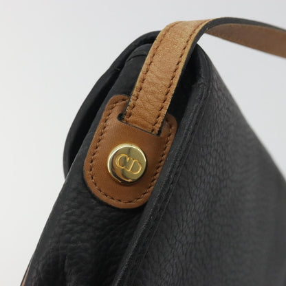 Christian Dior Vintage CD Flap Leather, Black, Leather, Shoulder Bag