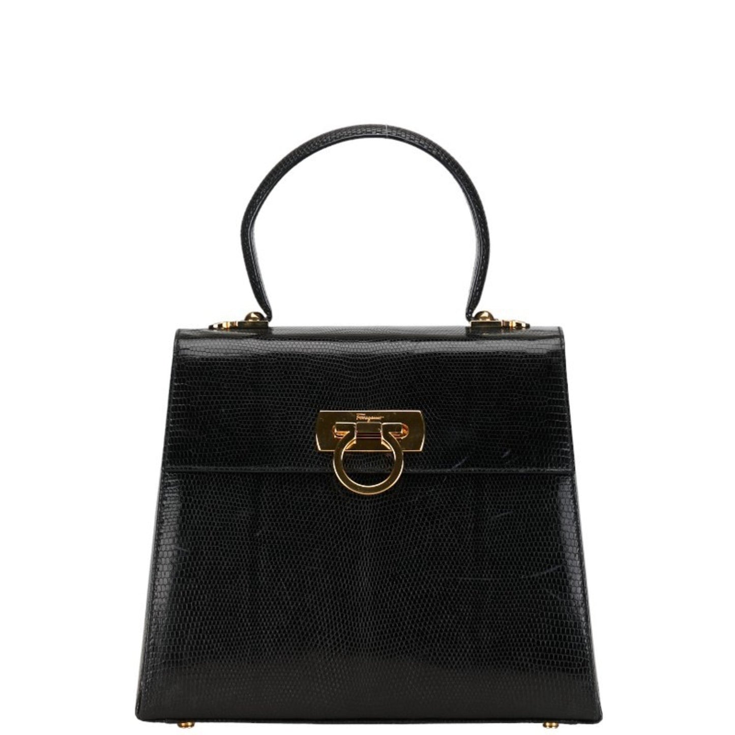 Salvatore Ferragamo Gancini, Black, Leather, handbag