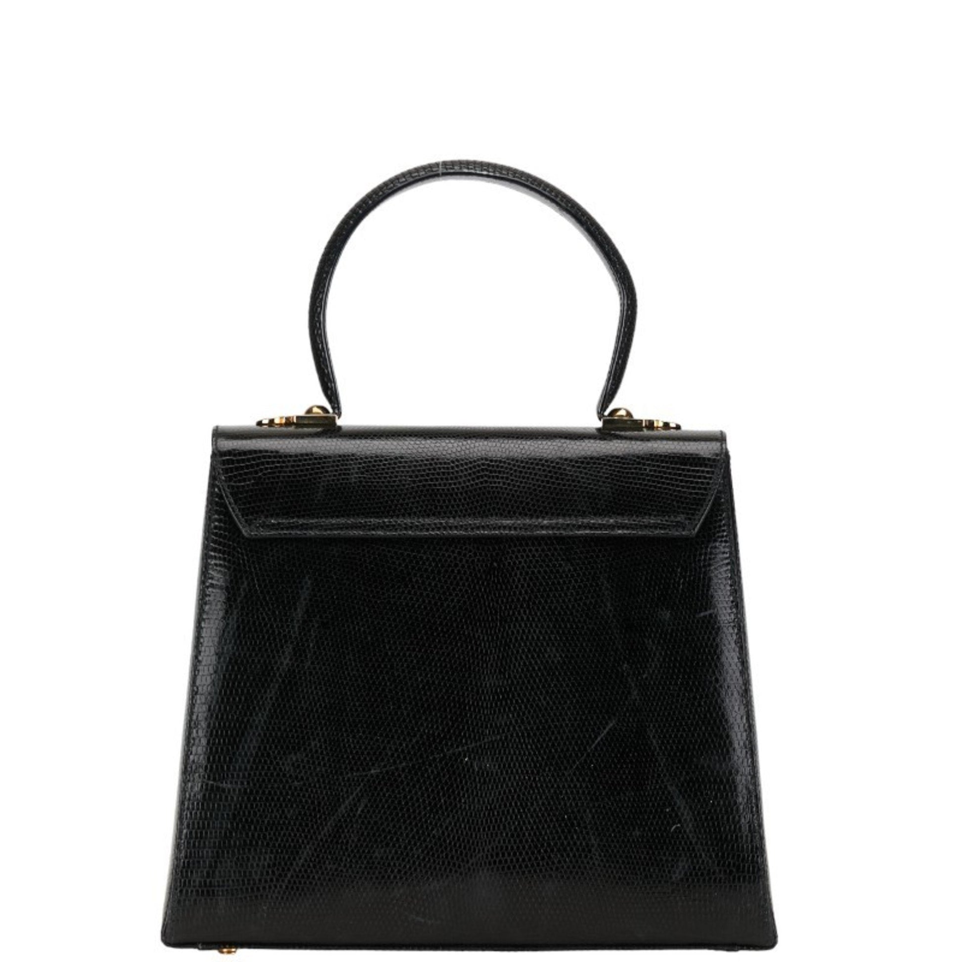 Salvatore Ferragamo Gancini, Black, Leather, handbag