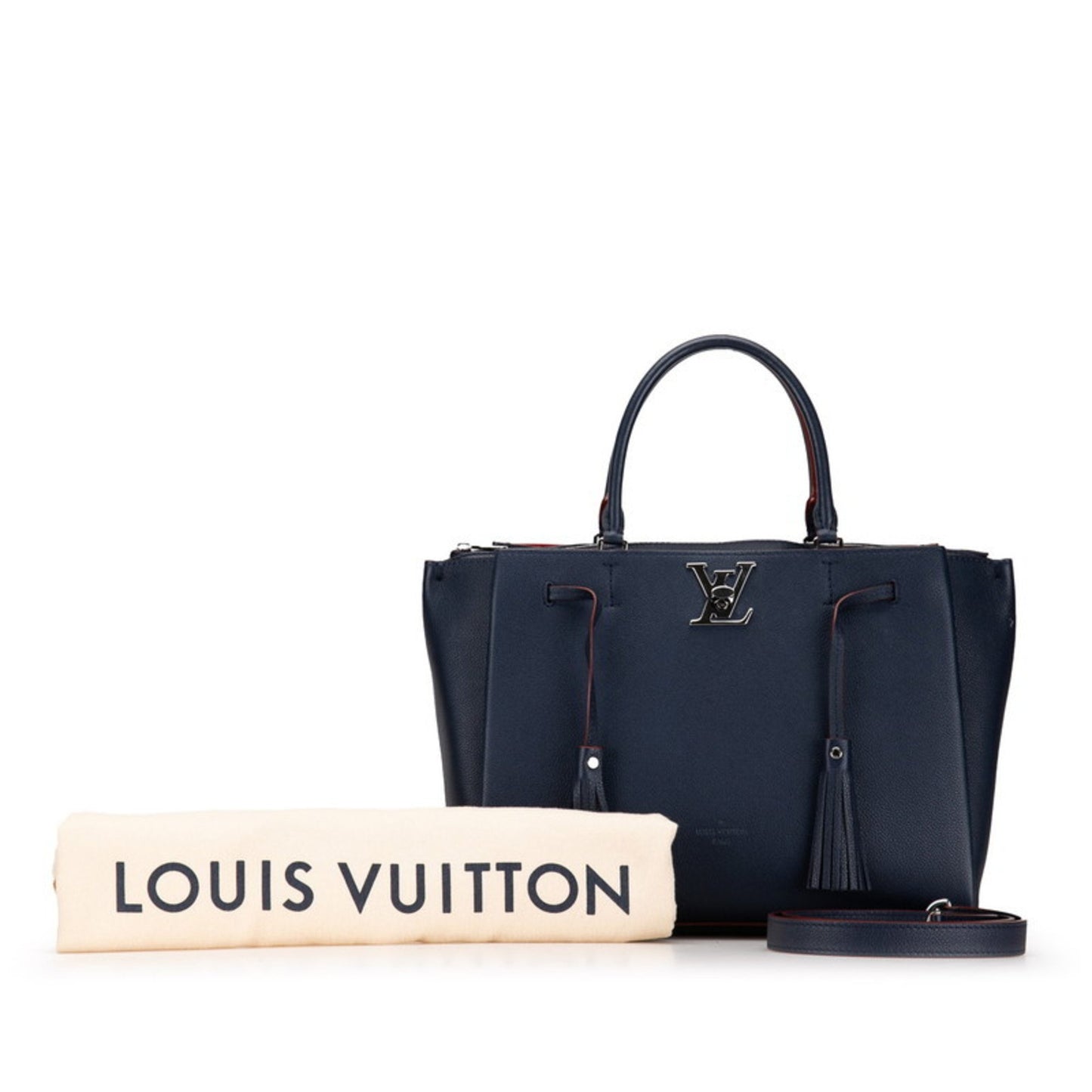 Louis Vuitton Lockme, Navy, Leather, handbag