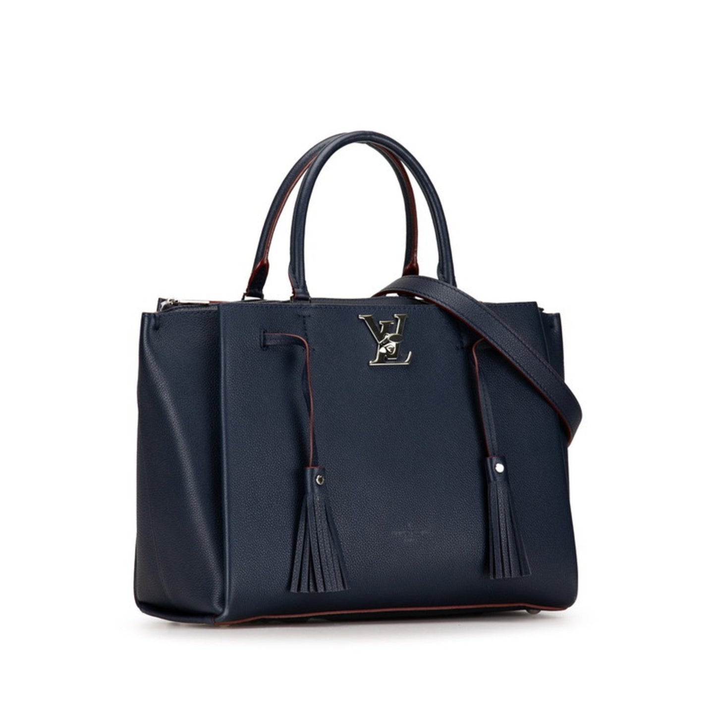 Louis Vuitton Lockme, Navy, Leather, handbag