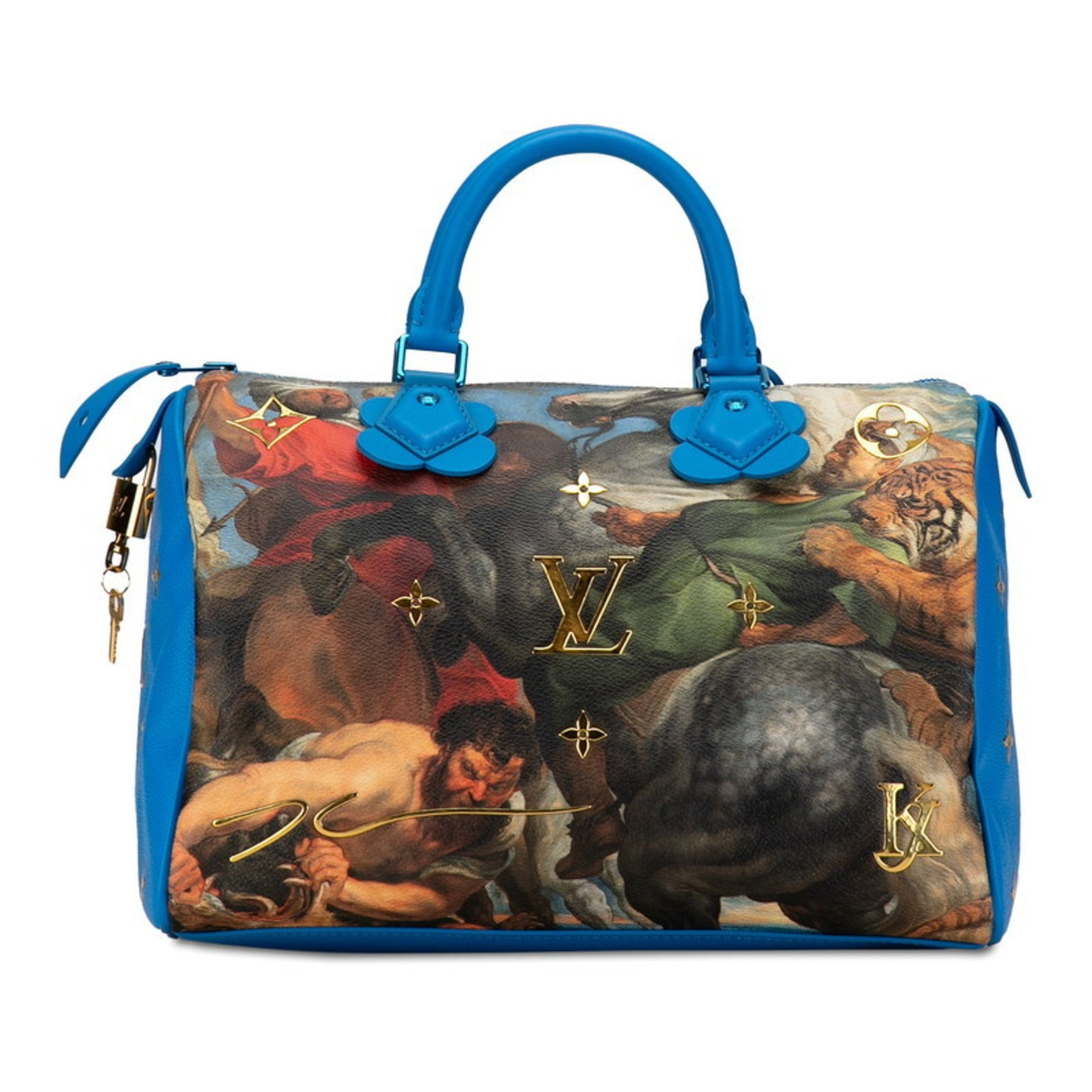 Louis Vuitton Speedy 30, Blue, Leather, handbag