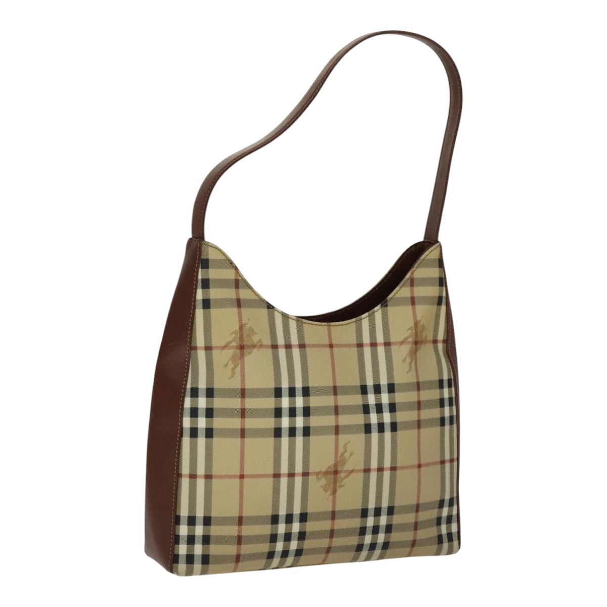 Burberry Shoulder Haymarket Coated Canvas, Beige, PVC, Shoulder bag