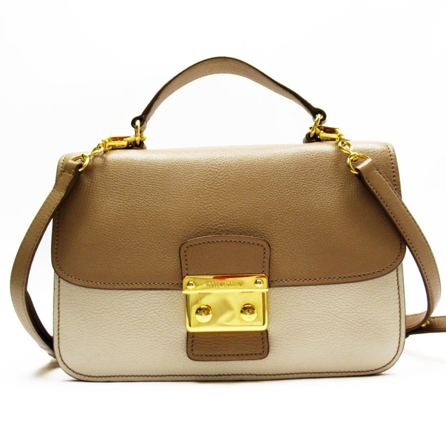 Miu Miu Madras, Beige, Leather, handbag