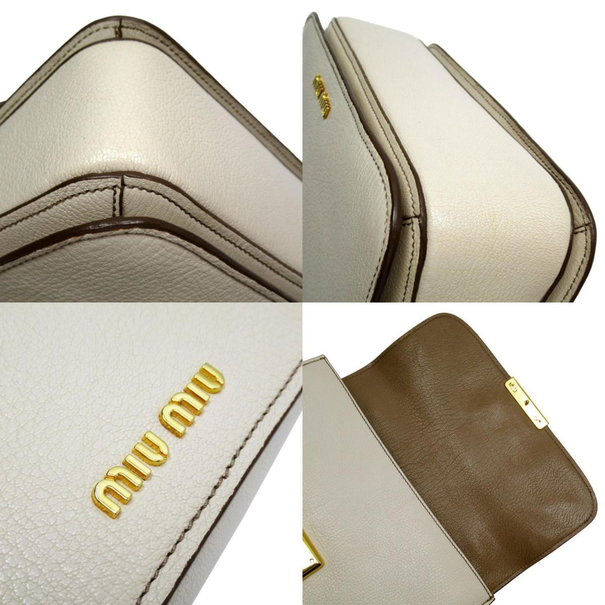 Miu Miu Madras, Beige, Leather, handbag