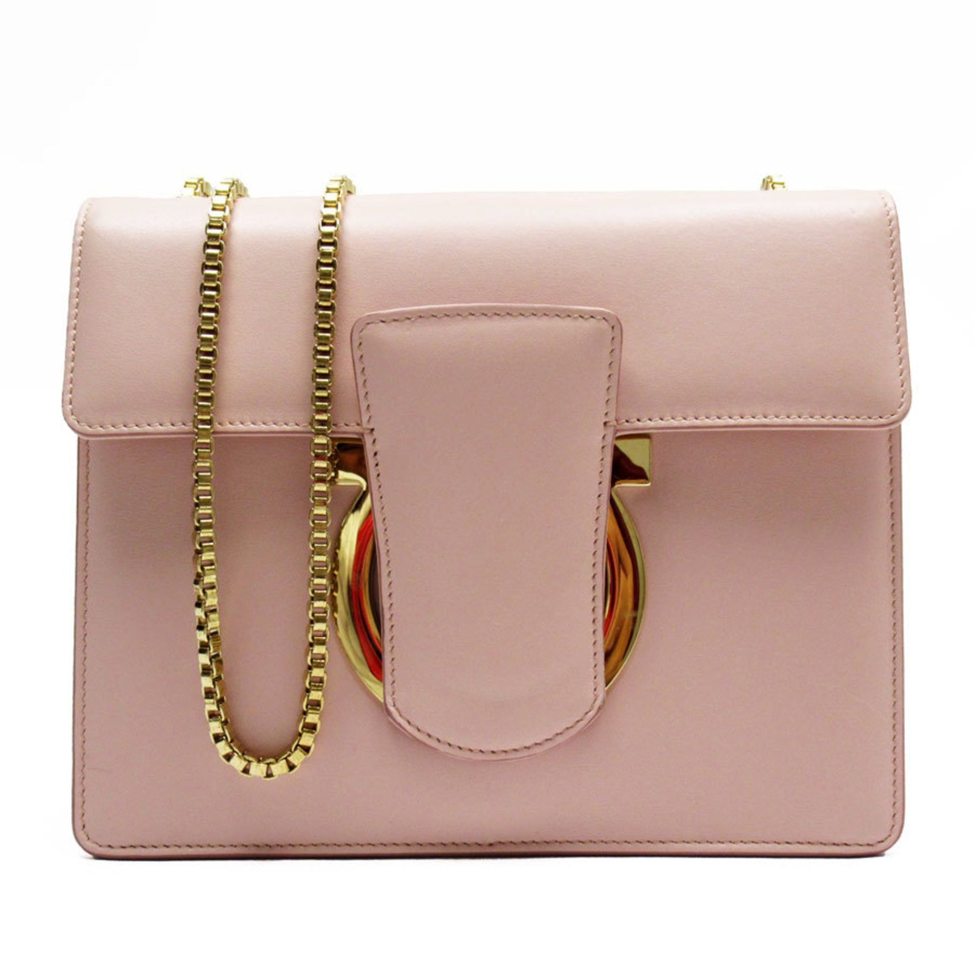 Salvatore Ferragamo Gancini, Pink, Leather, shoulder