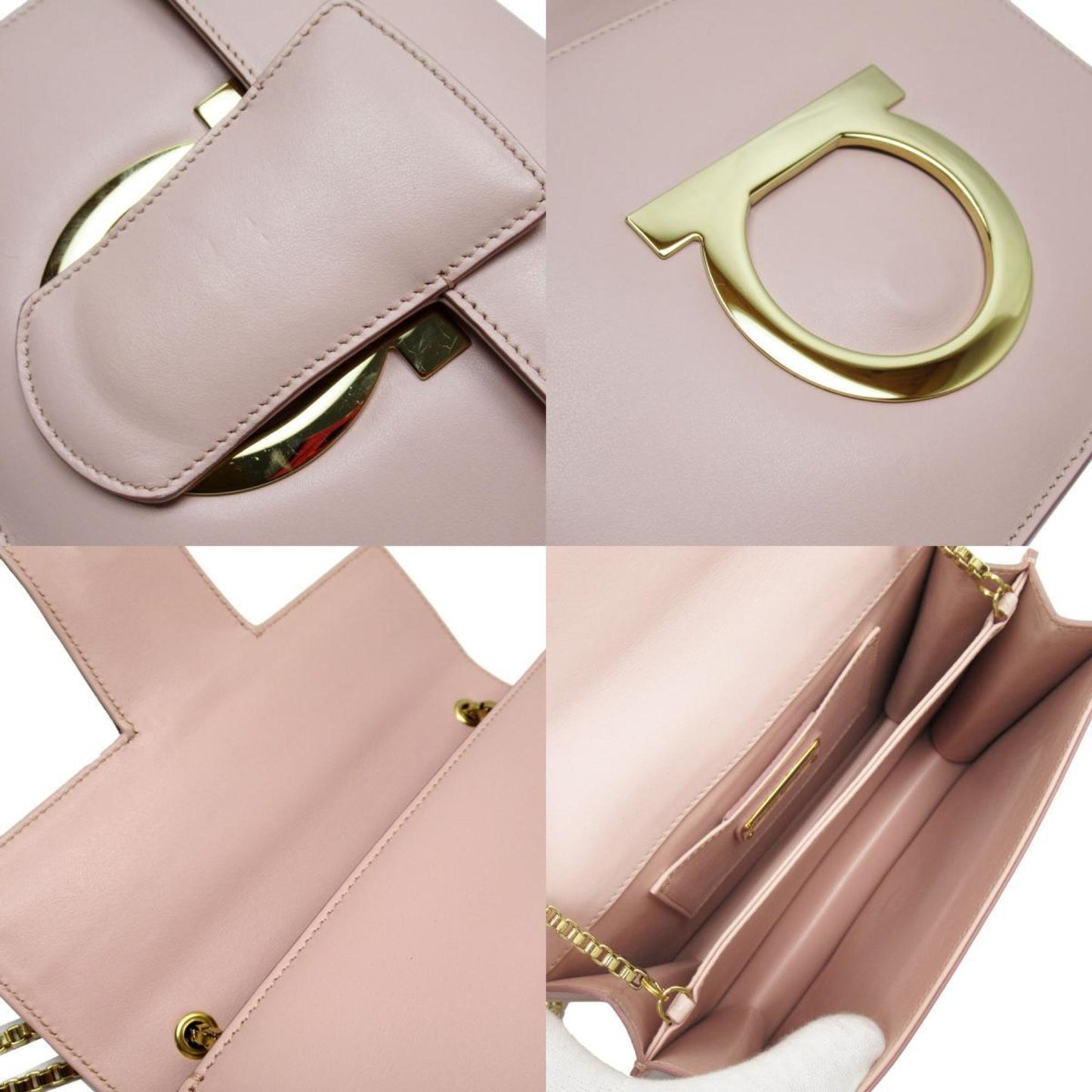 Salvatore Ferragamo Gancini, Pink, Leather, shoulder