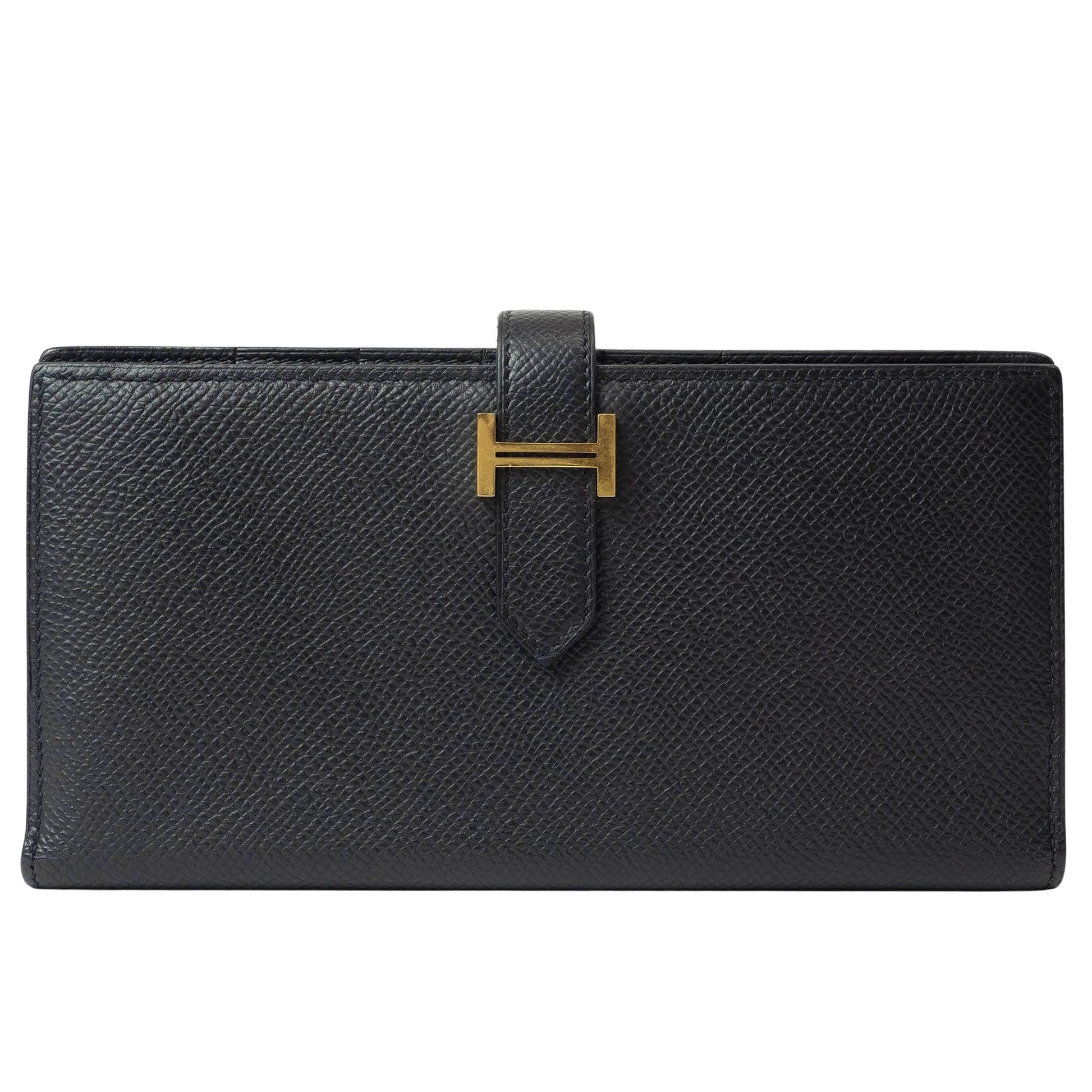 Hermès Béarn, Black, Leather, wallet